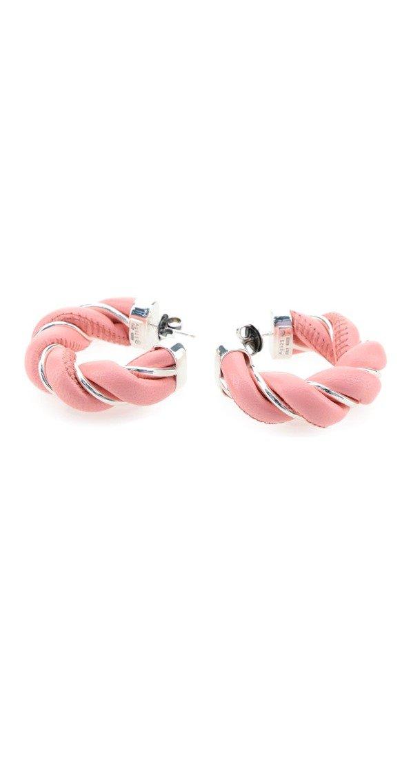 Shop Bottega Veneta Twist Hoop Earrings In Pink