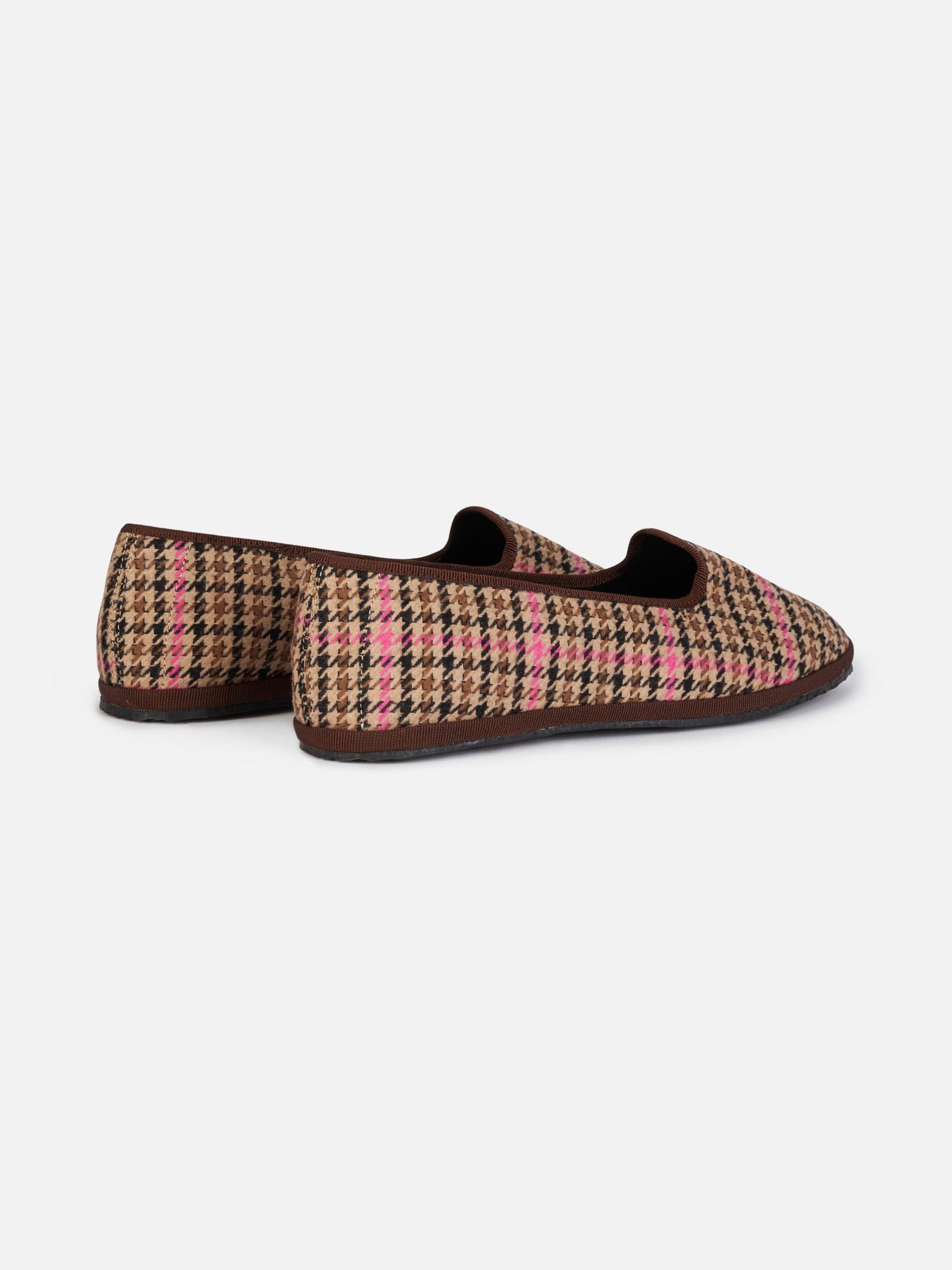 Mc2 Saint Barth Woman Pied De Poule Slipper Loafers My Chalom Special Edition In Brown