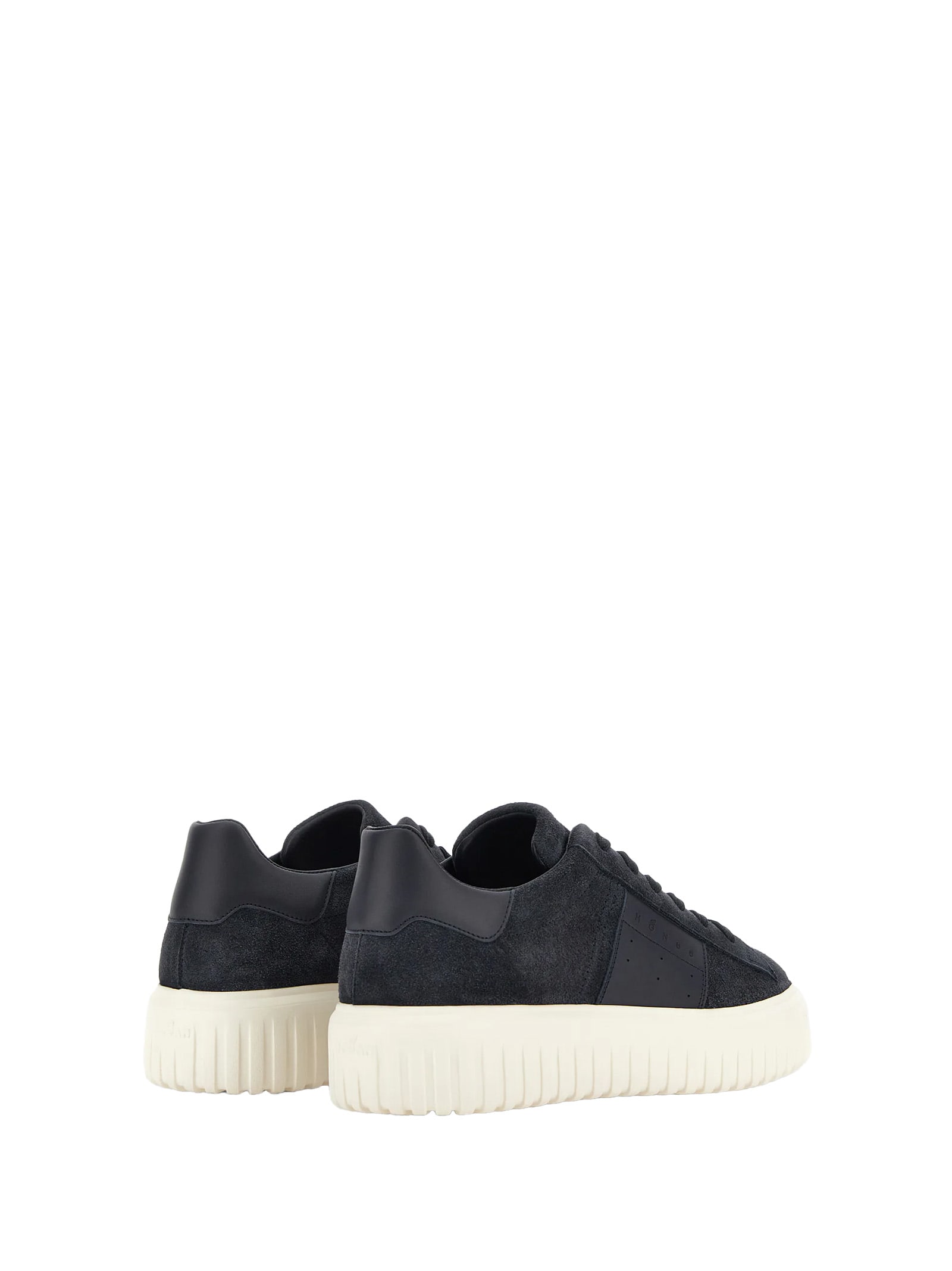 Hogan Round Toe Suede Finish Rubber Sole Sneakers In Blue