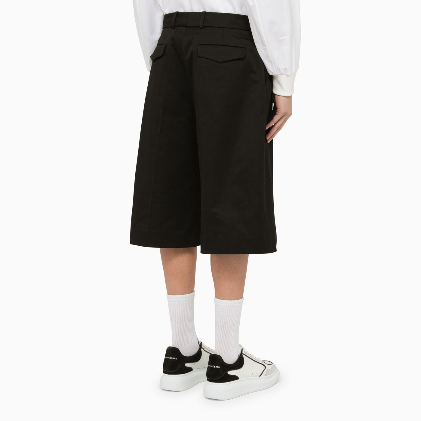 Shop Alexander Mcqueen Black Baggy Cotton Bermuda Shorts In Nero