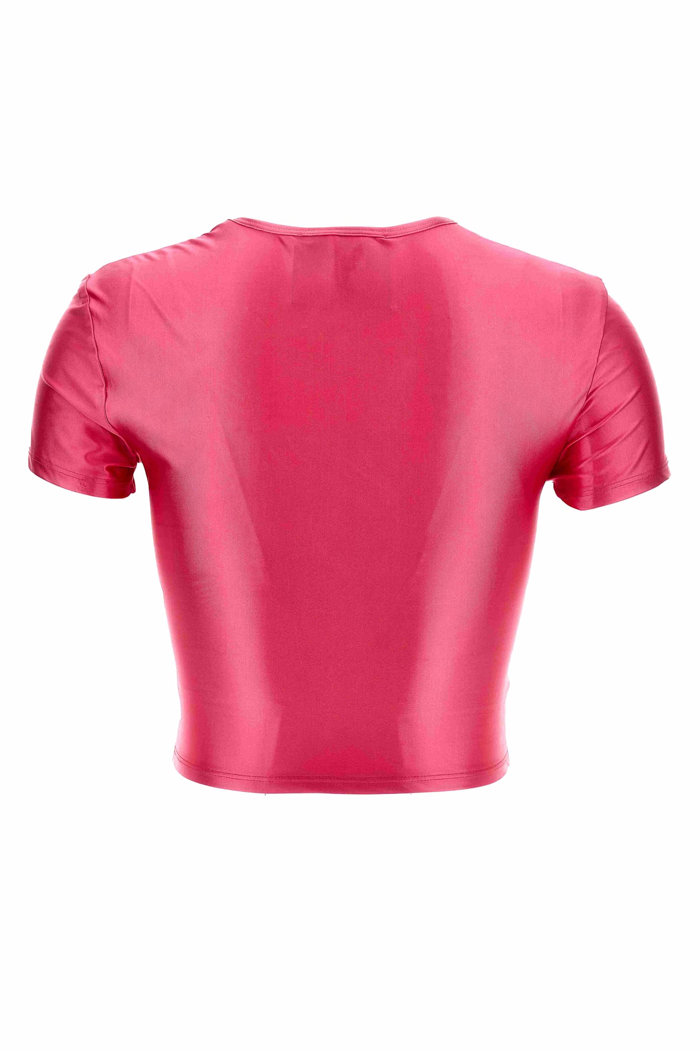 Versace Jeans Couture Satin Crop Tee In Pink