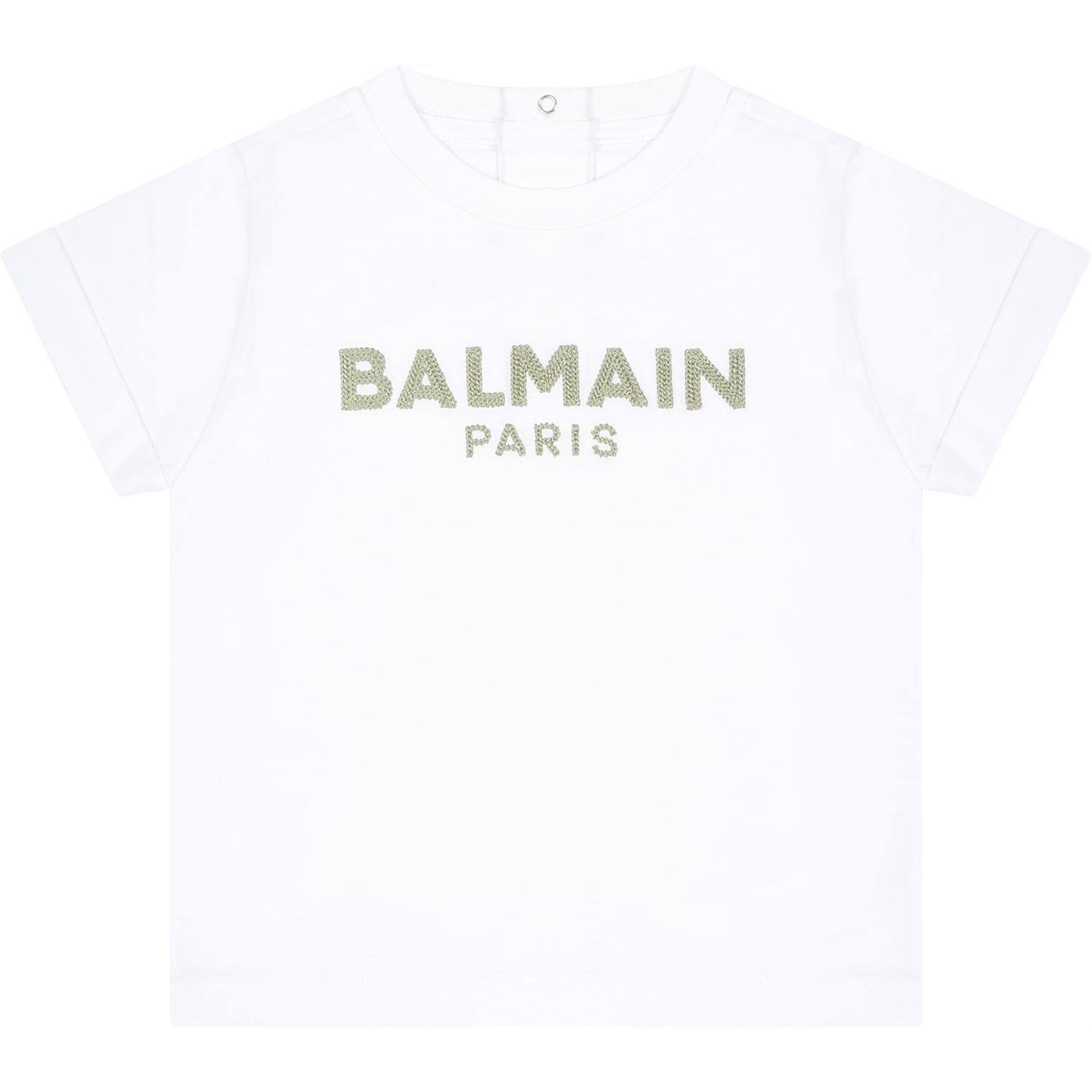 Balmain White T-shirt For Babykids With Logo