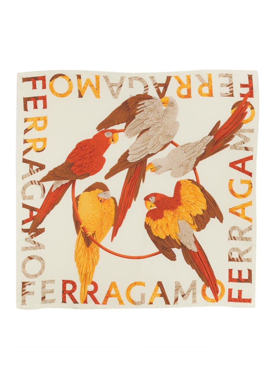 Shop Ferragamo Silk Scarf In Ivory