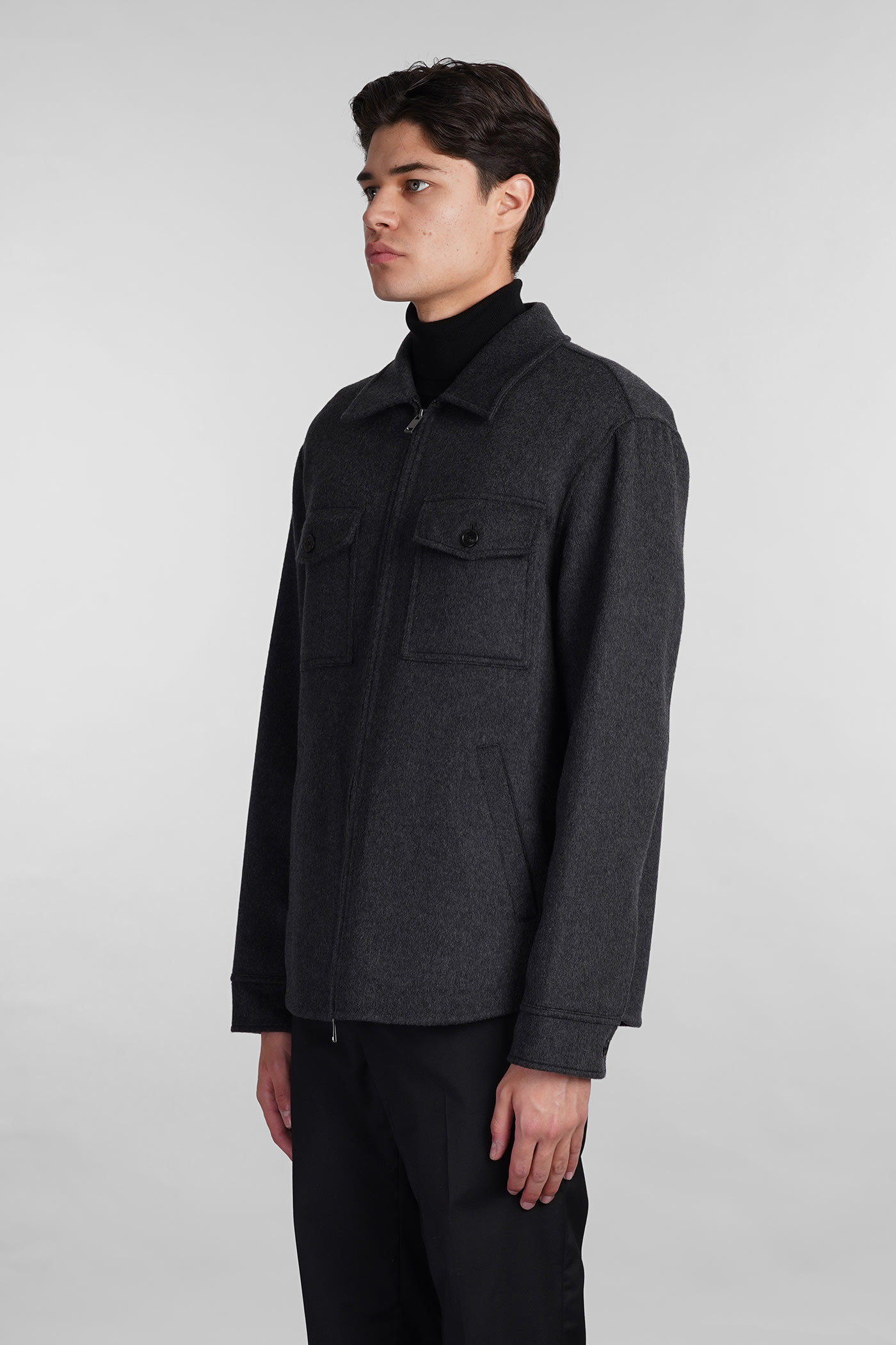 Shop Theory Casual Jacket In Grey Wool