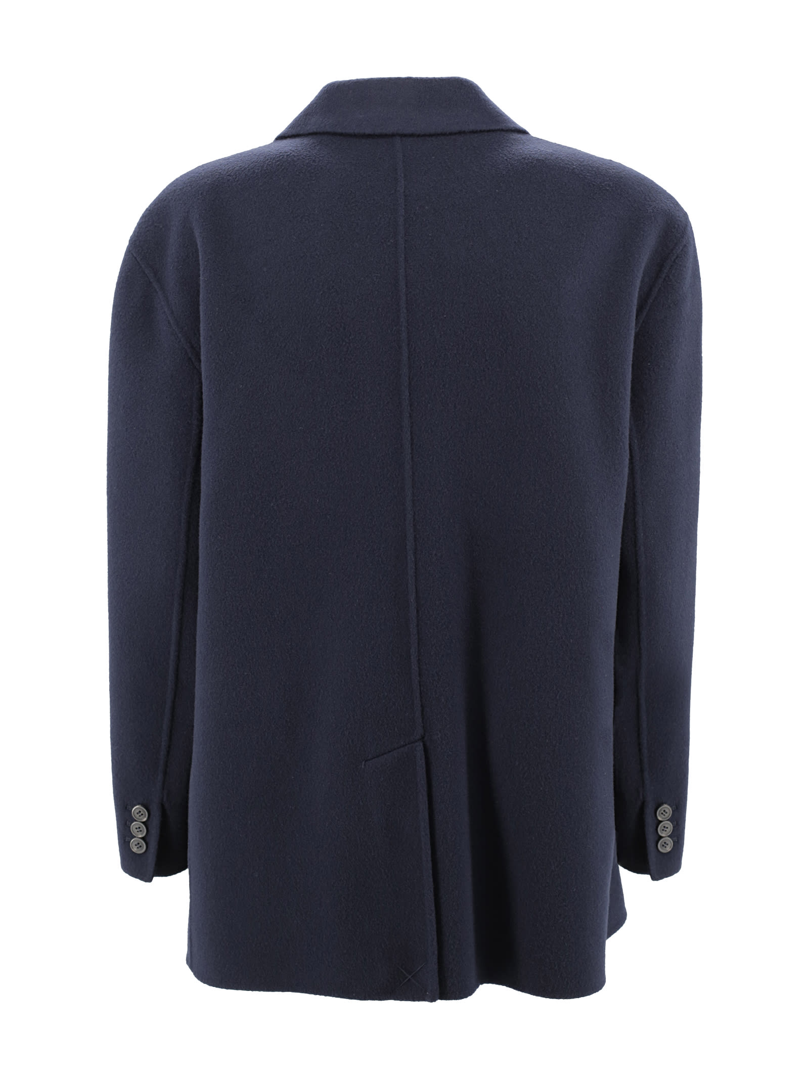 Shop Weekend Max Mara Wool-blend Gabardine Over Blazer In Blu