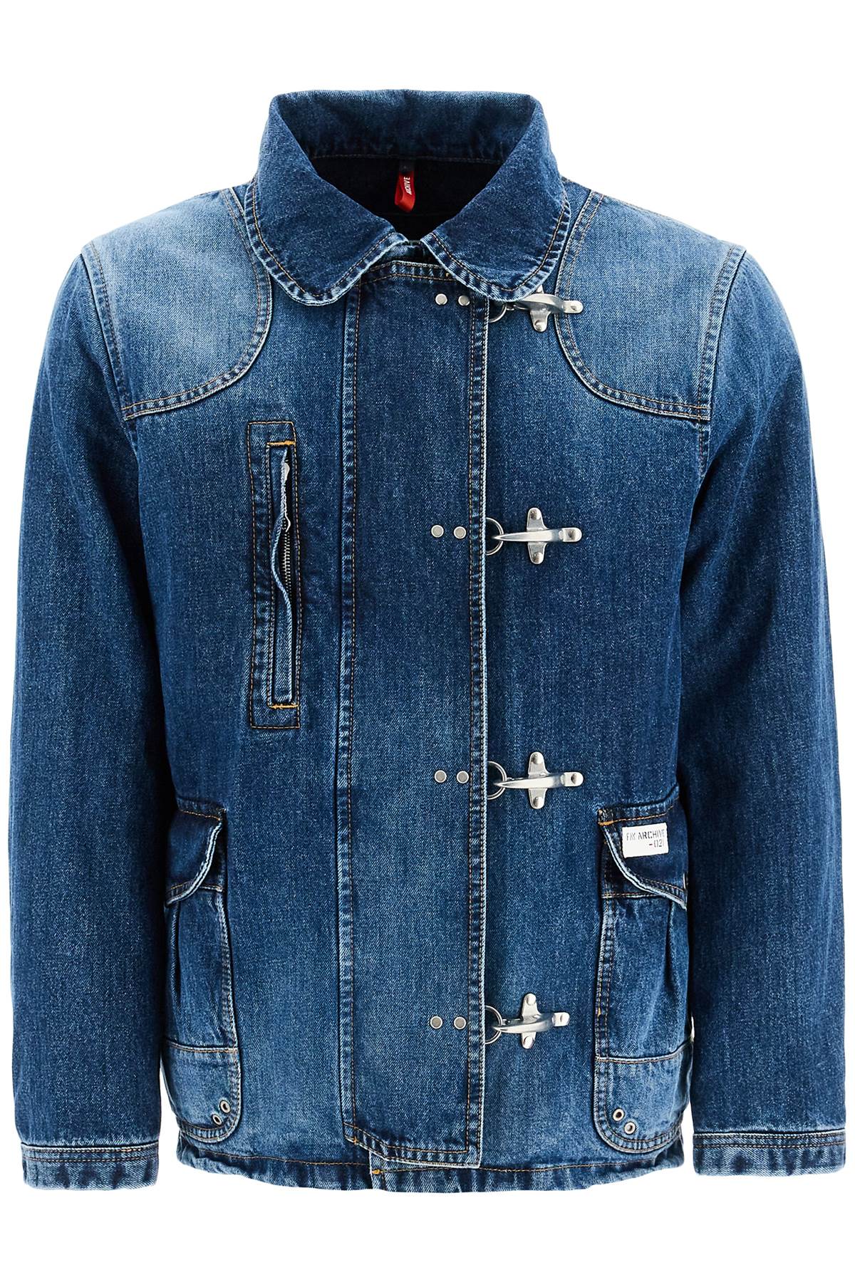 Shop Fay Denim Jacket With 4 Hooks In Blu (blue)