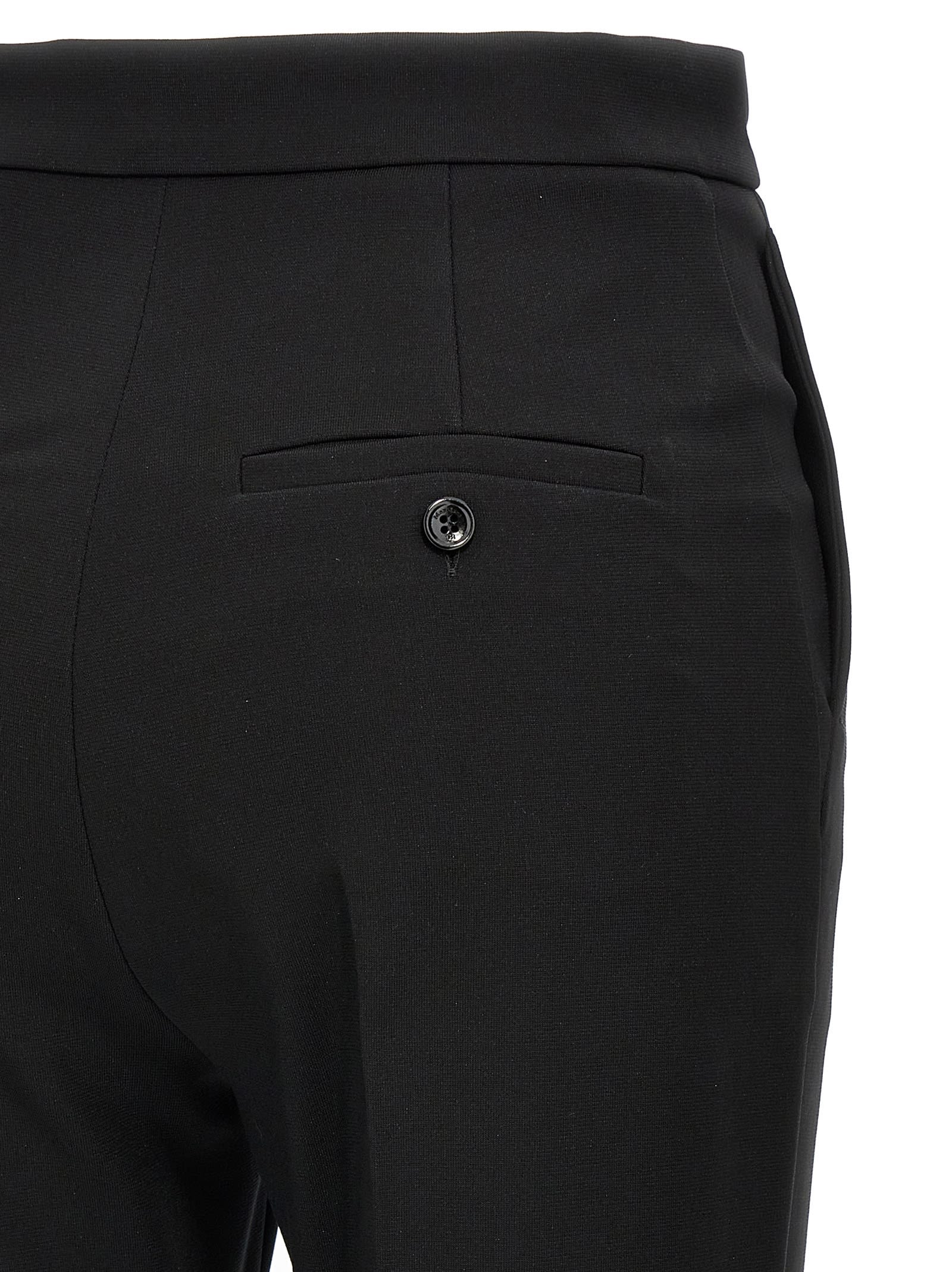 Max Mara Okra Cotton Cigarette Pants In Nero