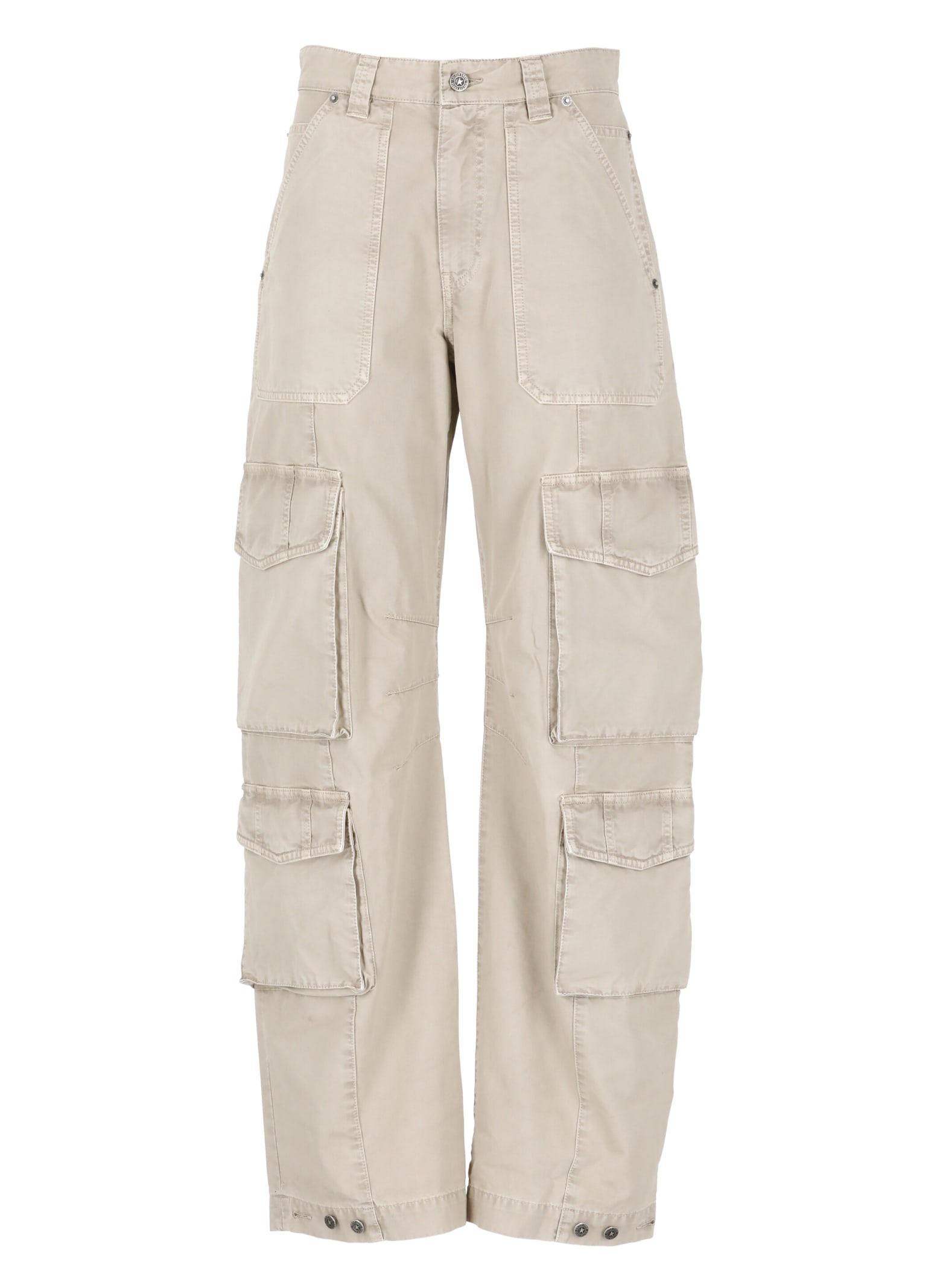 Shop Golden Goose Cotton Cargo Pants In Beige