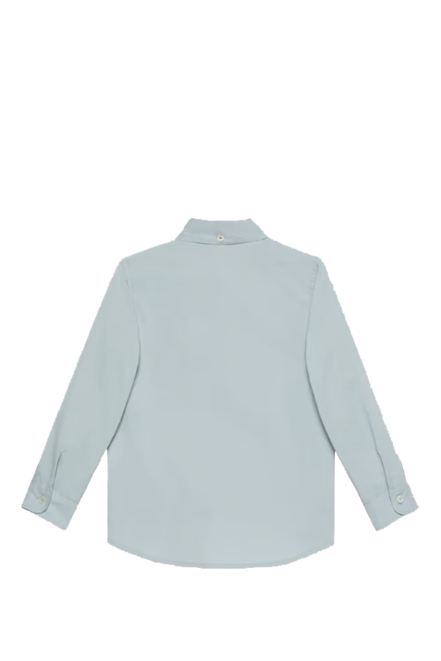 Shop Gucci Cotton Shirt With Embroidery In Light Blue