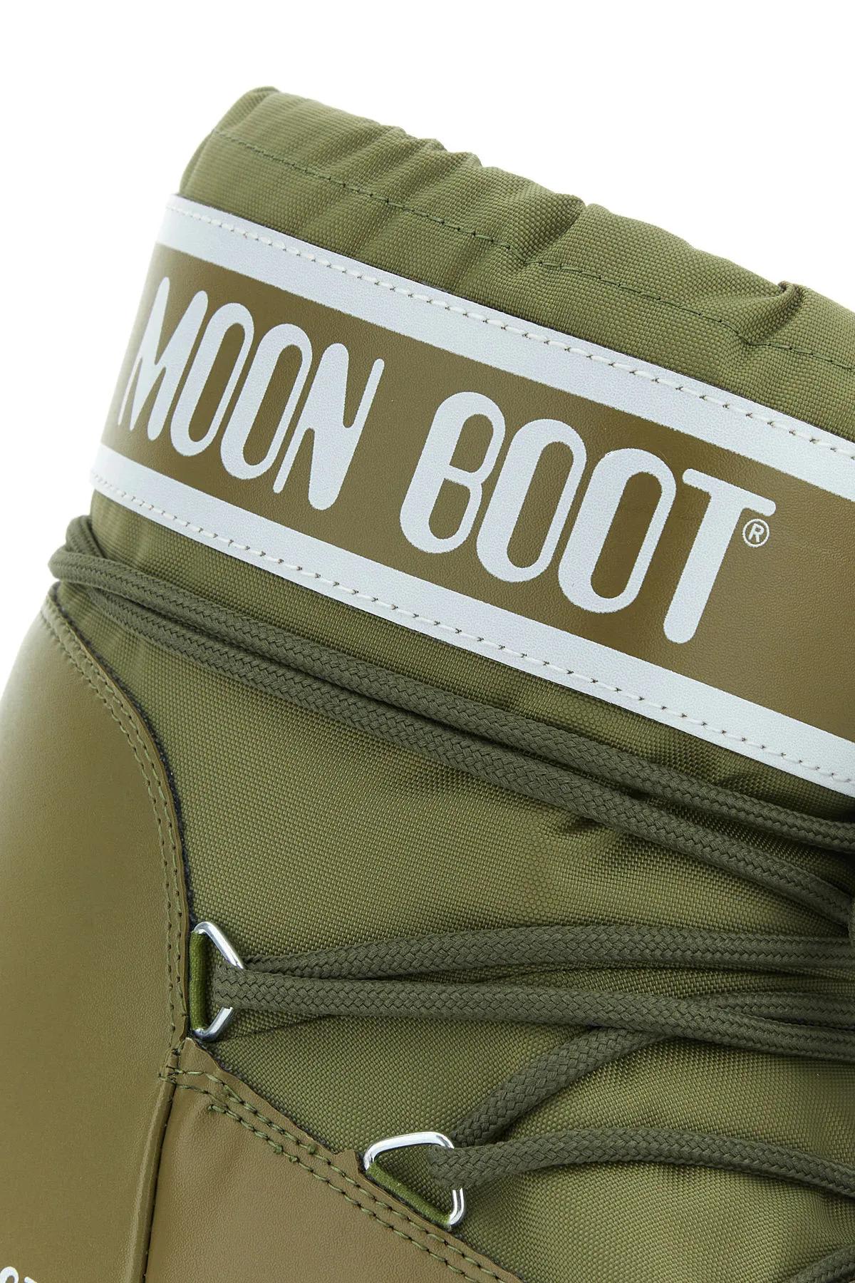 Shop Moon Boot Olive Green Nylon Icon Low Ankle Boots In Verde