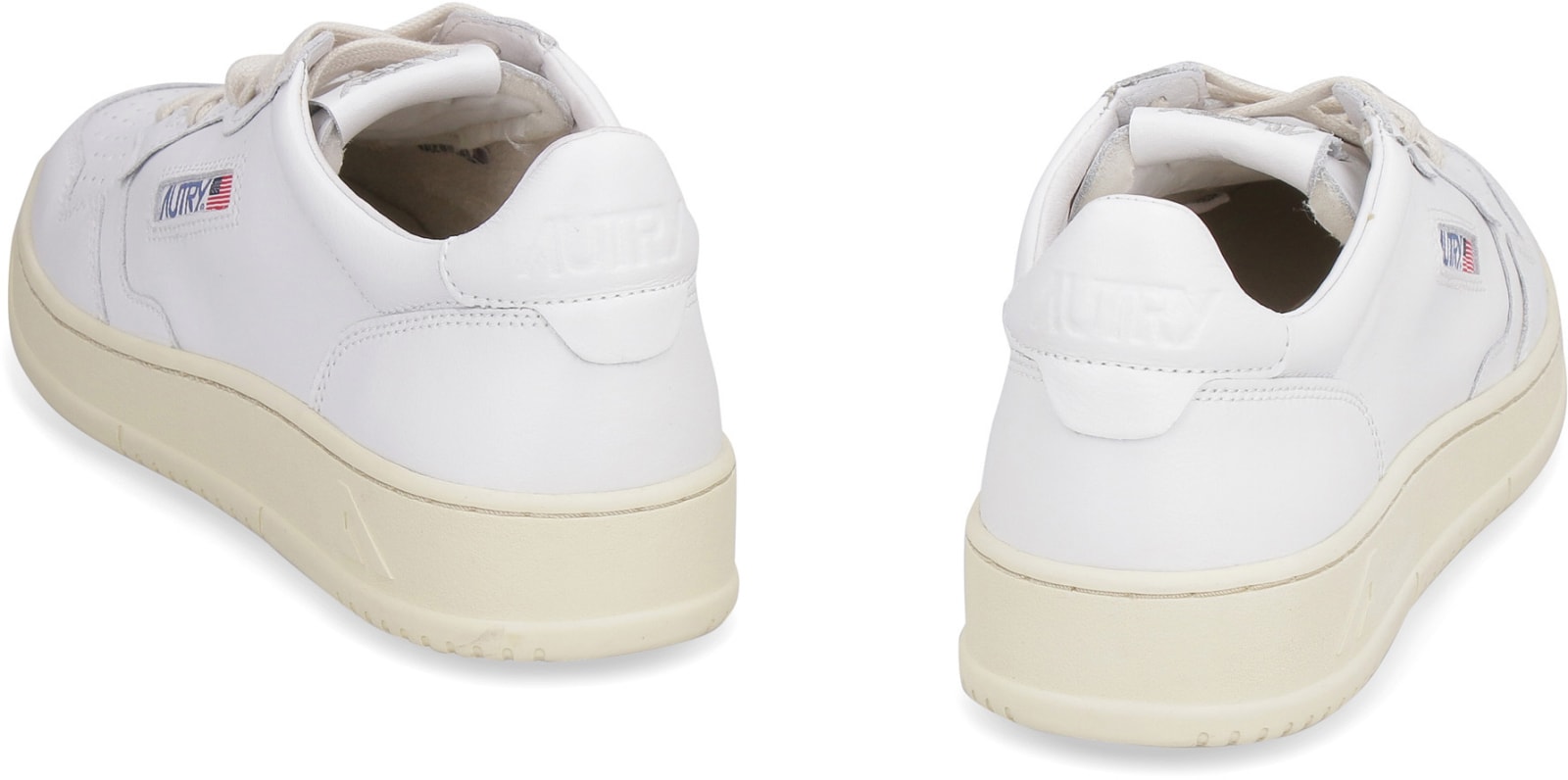 Shop Autry Medalist Leather Low-top Sneakers In Wht/wht