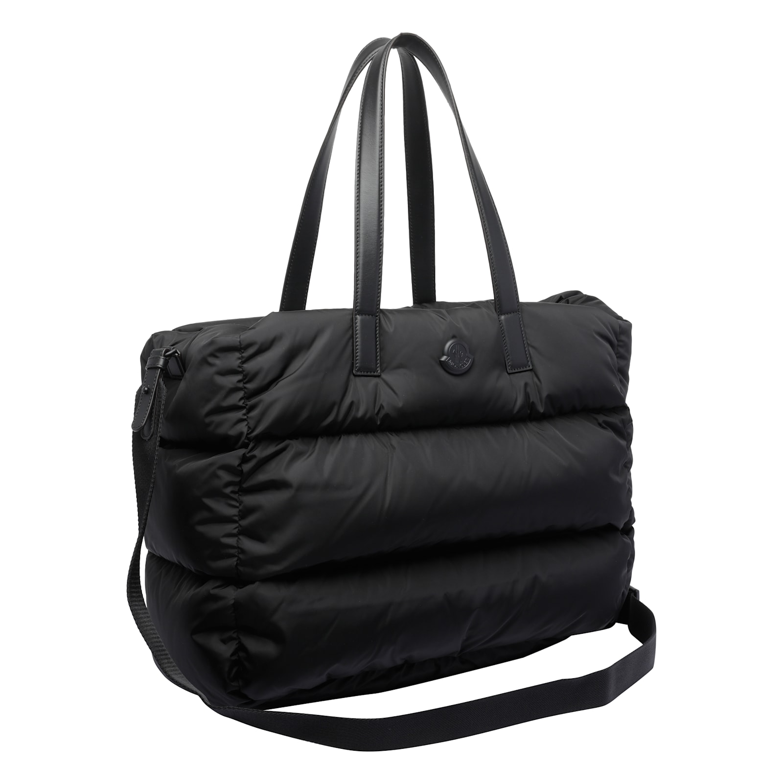 Moncler Padded Tote Bag Adjustable Shoulder Strap In Black