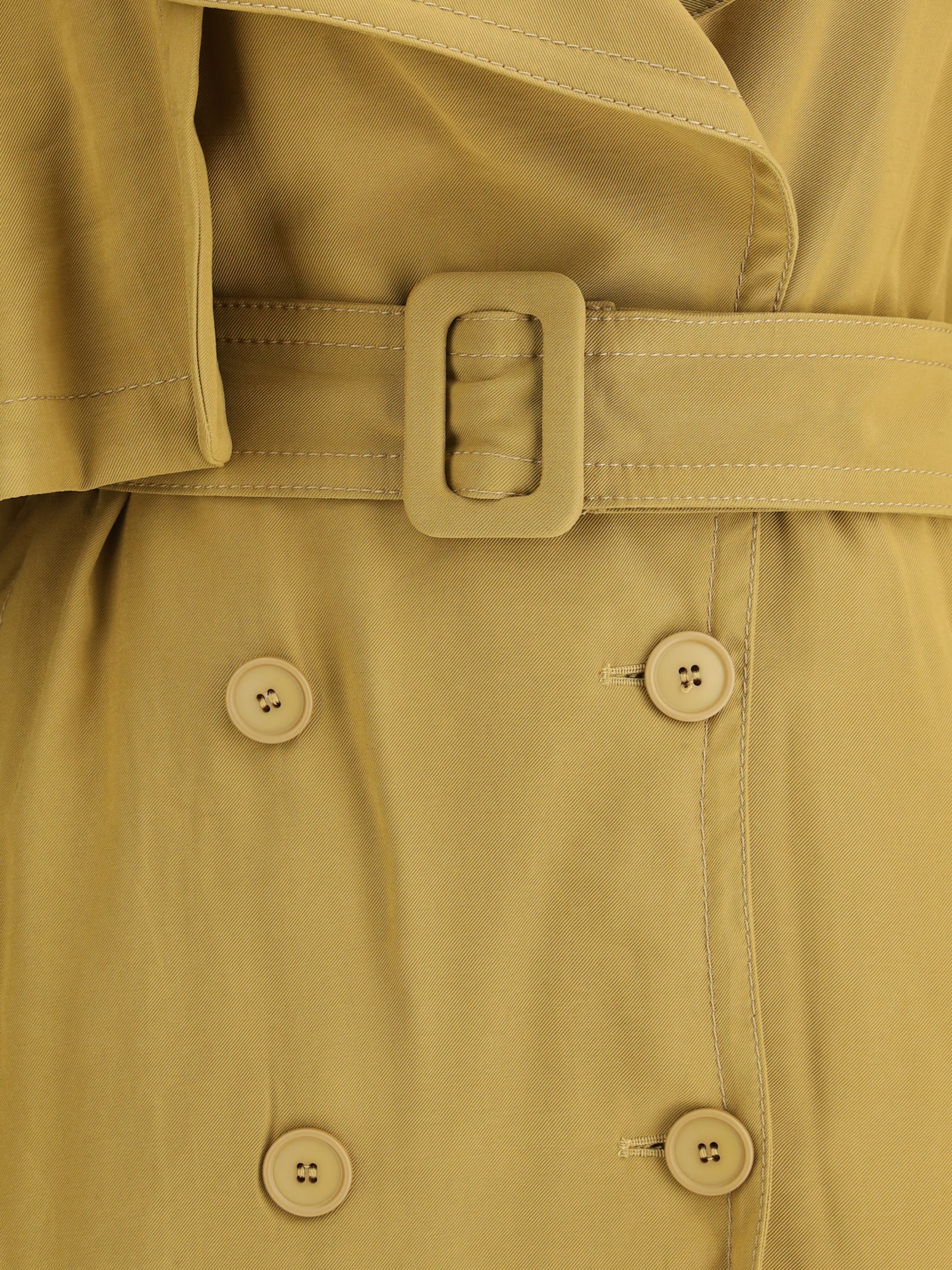 The Andamane Double-breasted Short Trench Coat In Mustard