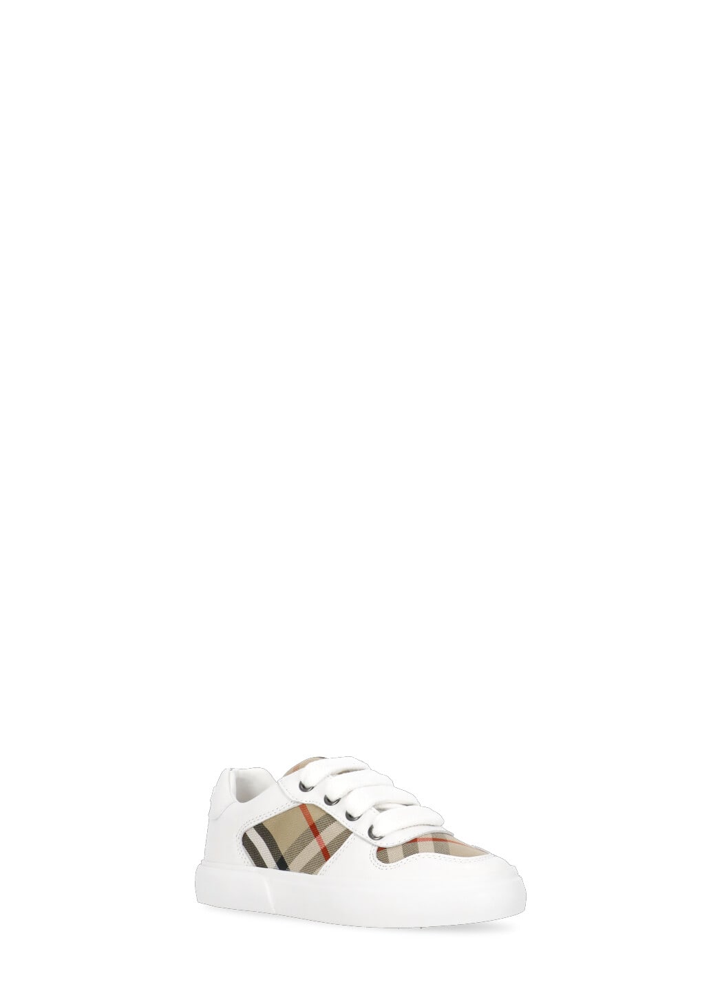 Shop Burberry Check Sneakers In White/neutrals