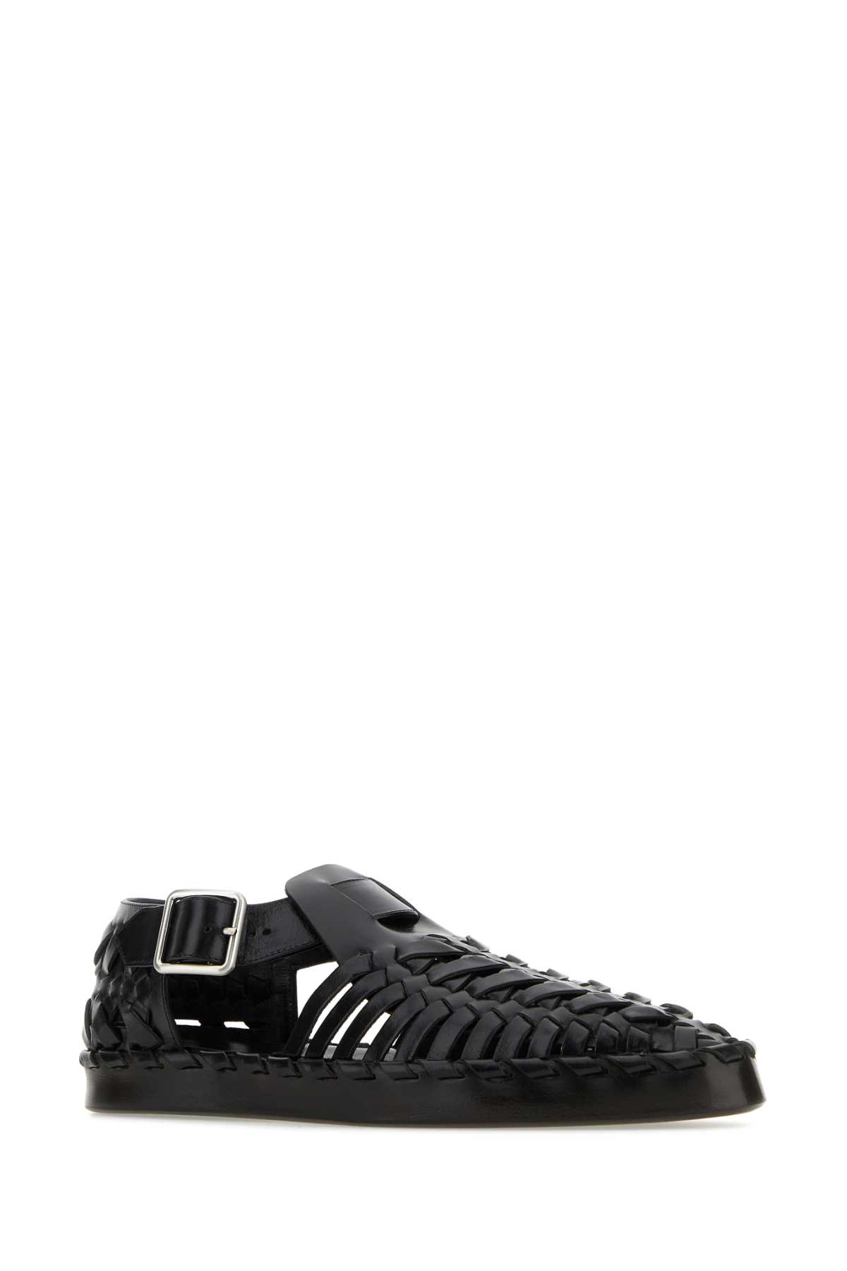 Jil Sander Black Leather Sandals In 001
