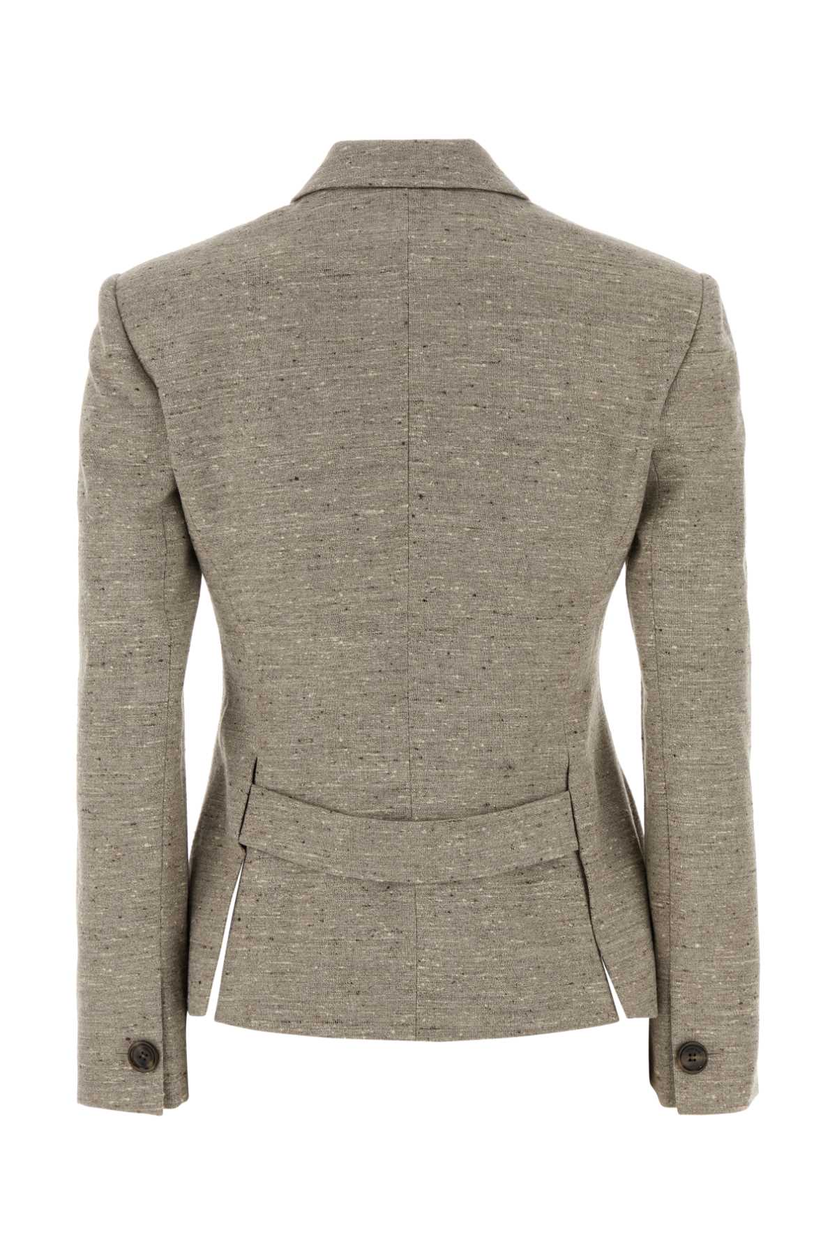 Magda Butrym Melange Dove Grey Silk Blend Blazer In Neutral