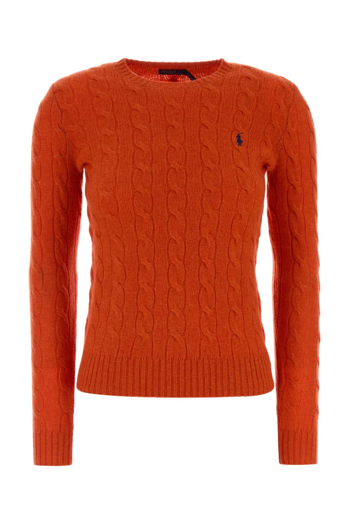 Polo Ralph Lauren Cable Knit Pullover With Ribbed Finish In Orange