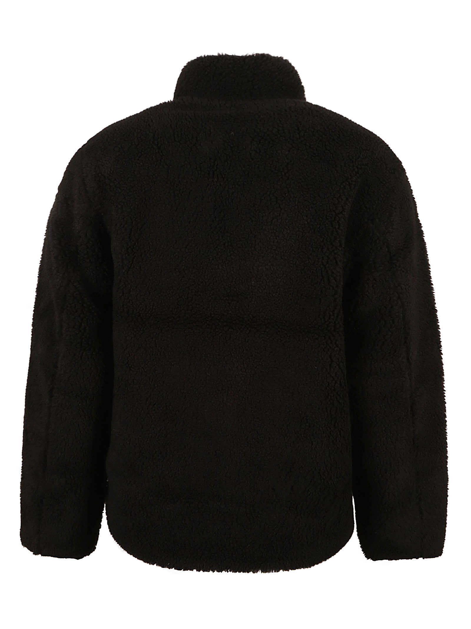 Shop Represent Standing Collar Zipped Fur Jacket In Jet Black