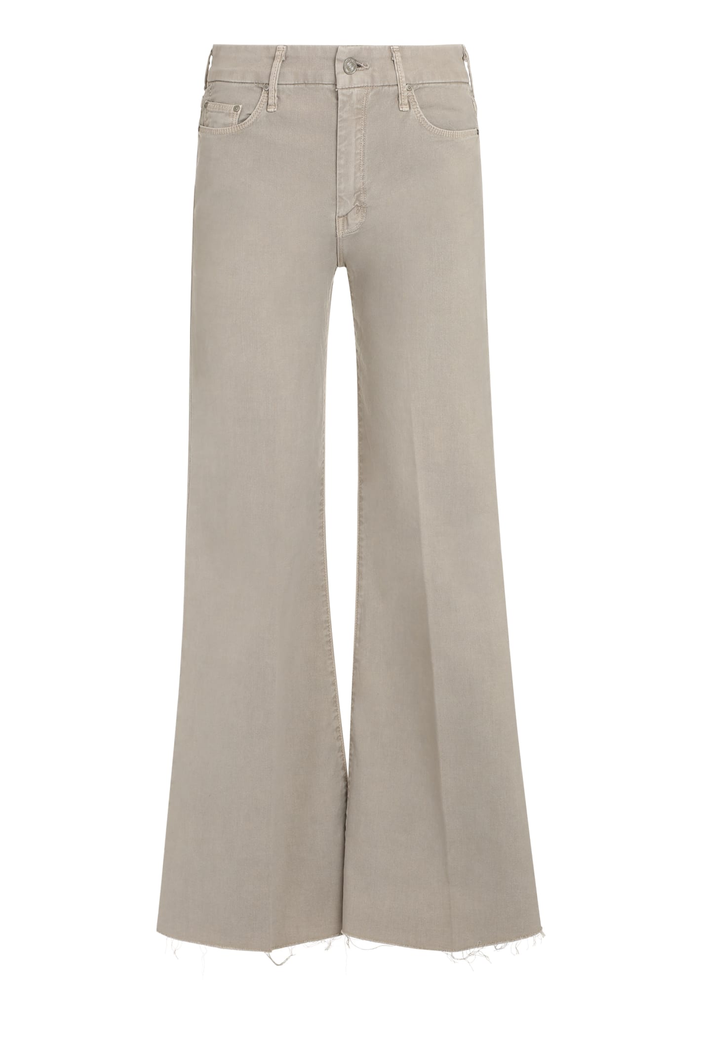 Shop Mother Buttoned Flared Jeans In Agate Grey