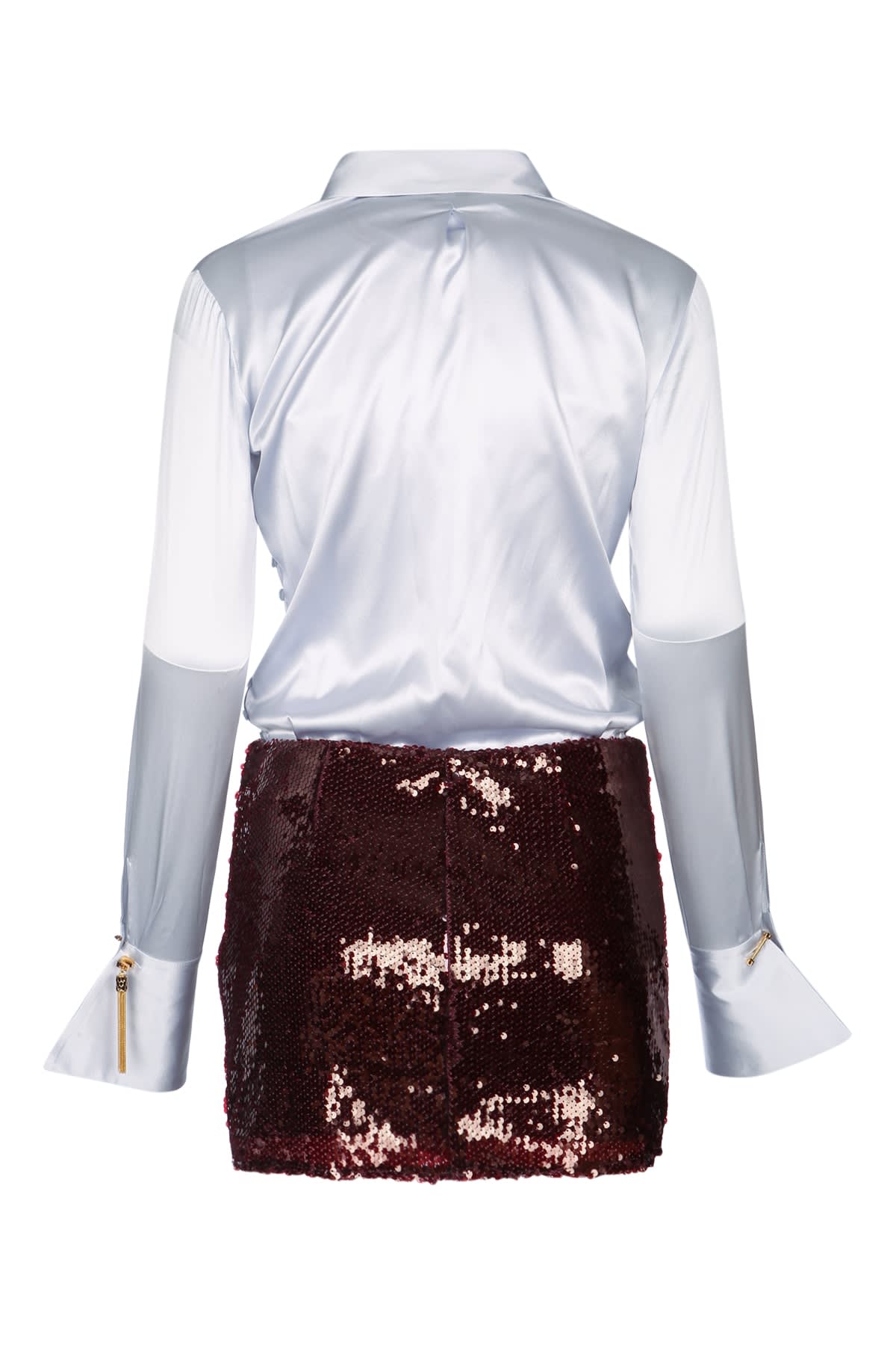 Elisabetta Franchi Shirt Dress And Sequin Mini Skirt In White