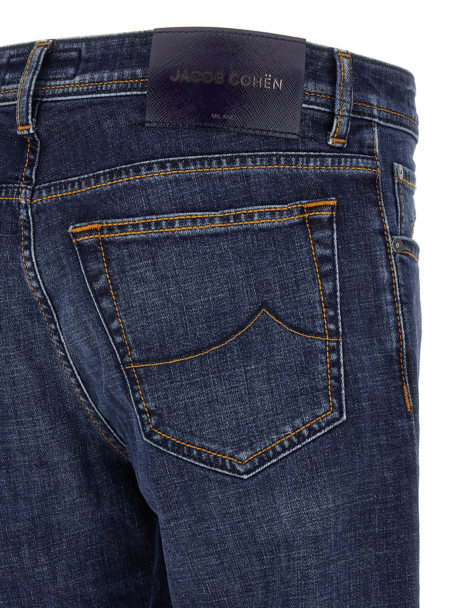 Jacob Cohen Slim Jeans With Back Patch Pockets In Blue