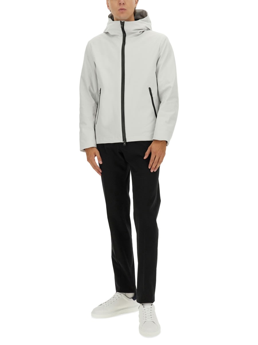 Woolrich Hooded Jacket With Long Sleeves And Pockets In Gray