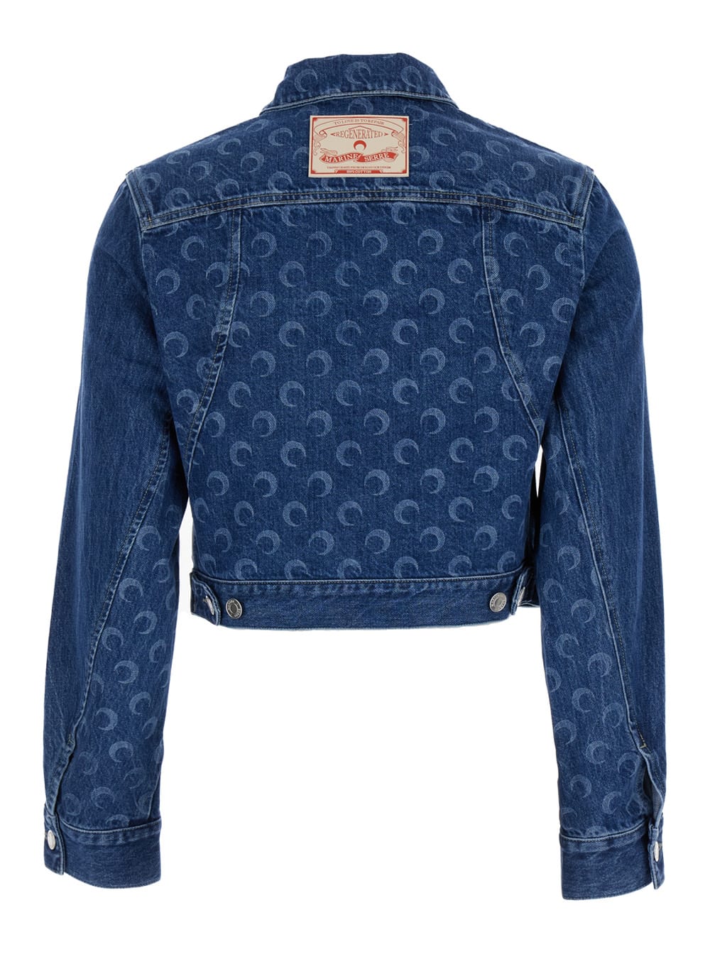 Shop Marine Serre Blue Denim Jacket With All-over Moongram Pattern In Cotton Woman