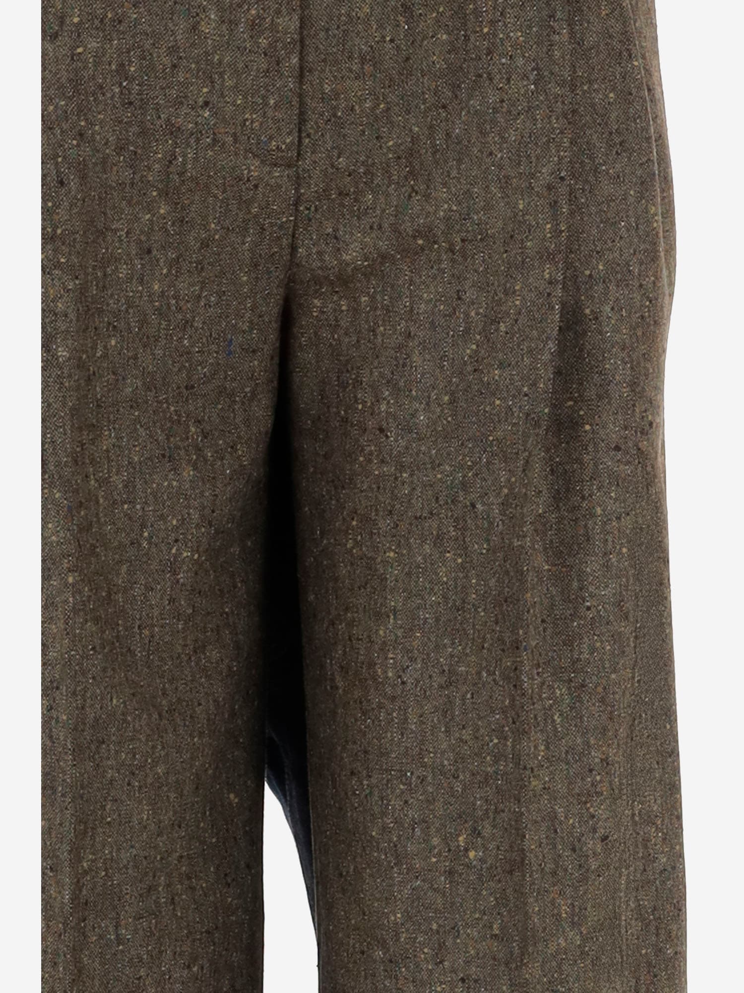 Ql2 Herringbone Straight-leg Pants In Brown