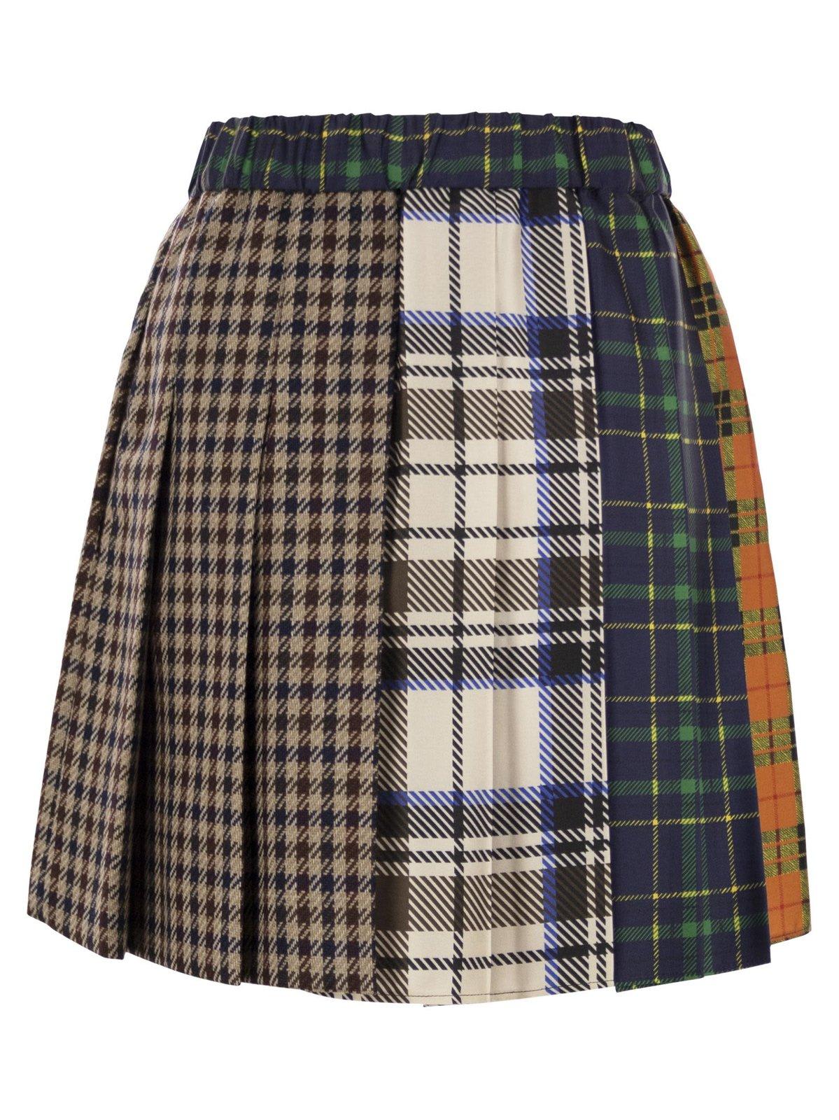 Shop Weekend Max Mara Checked Pleated Skirt In 002 Beige