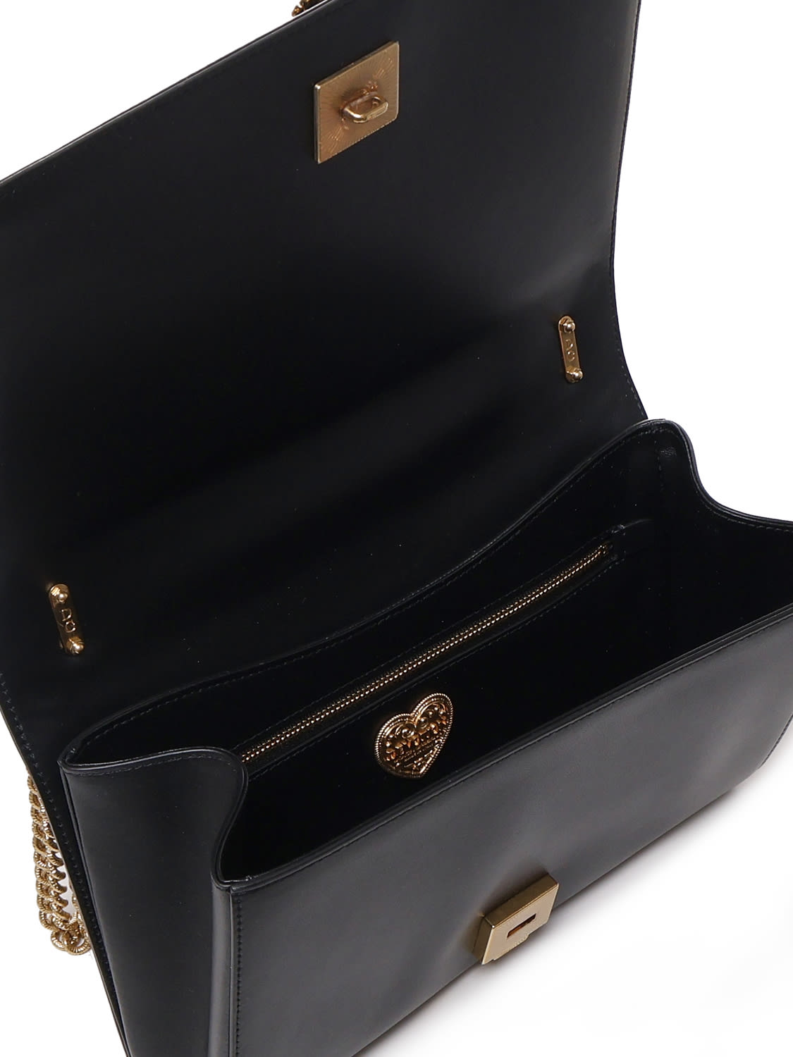 Shop Dolce & Gabbana Devotion Bag In Quilted Calfskin In Black