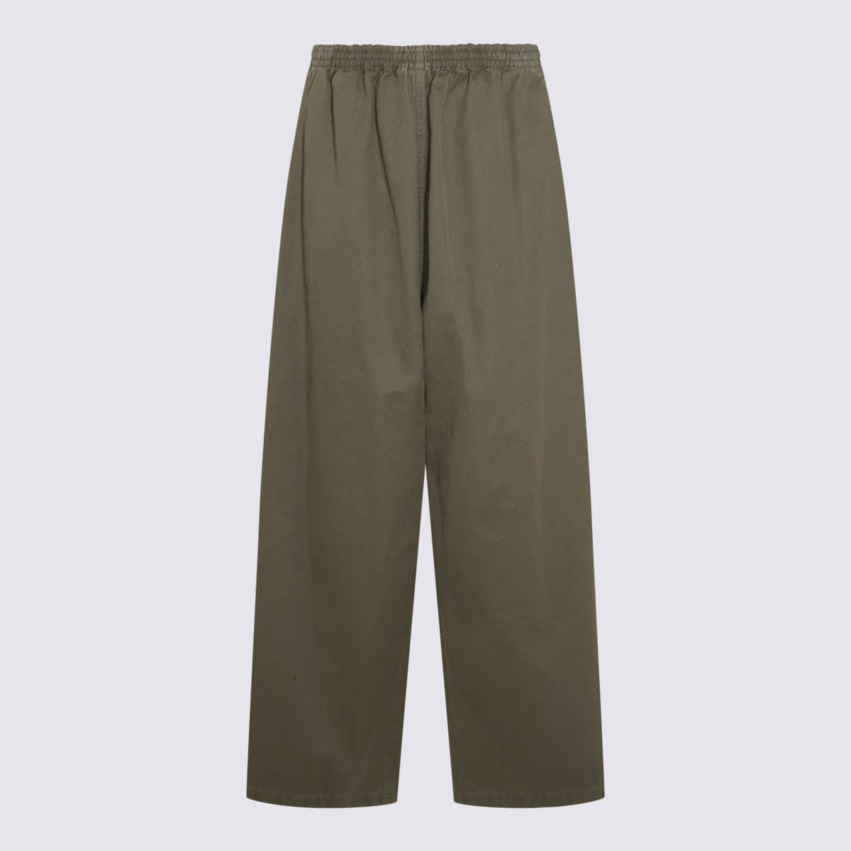 Shop Balenciaga Dark Green Cotton Pants In Khaki