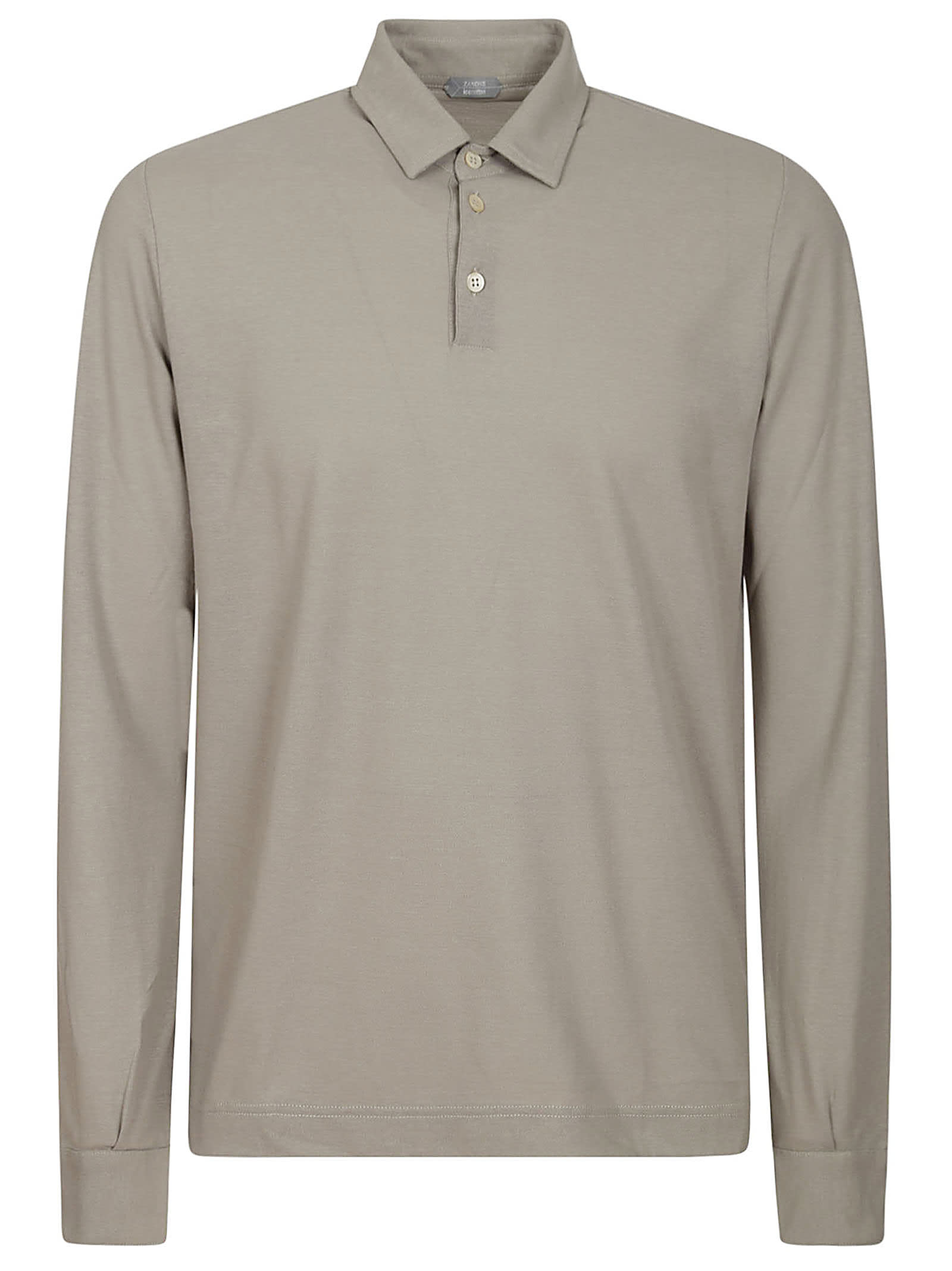 Shop Zanone Polo Ls Ice Cotton In Light Taupe