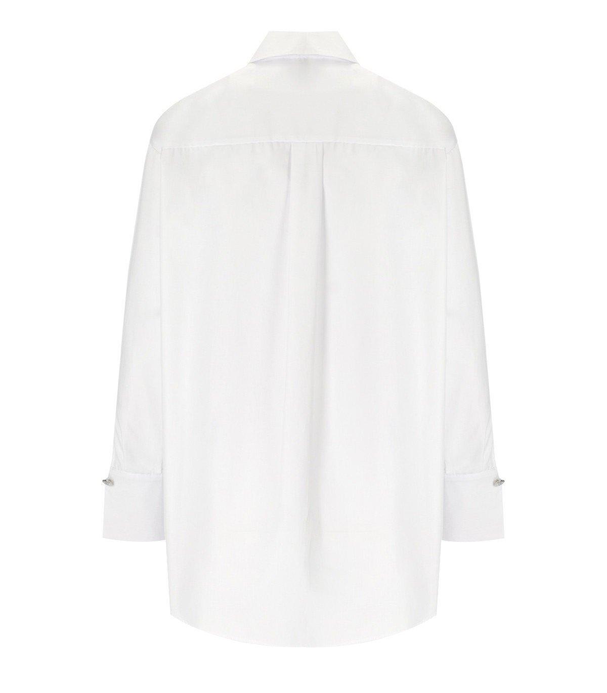 Shop Elisabetta Franchi Logo Cuffs Poplin Shirt In Bianco