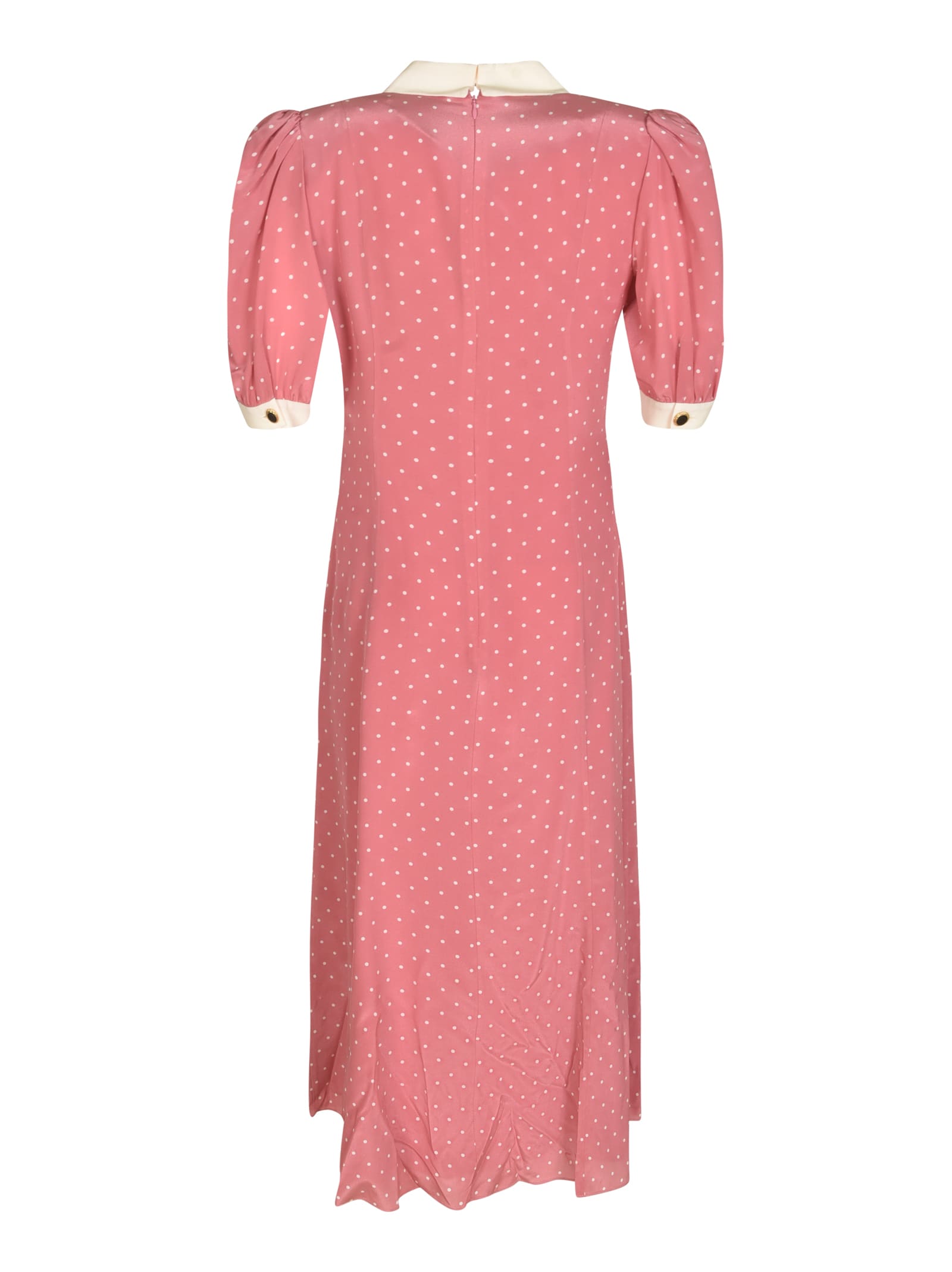 Shop Alessandra Rich Polka Dot Print Dress In Pink/white