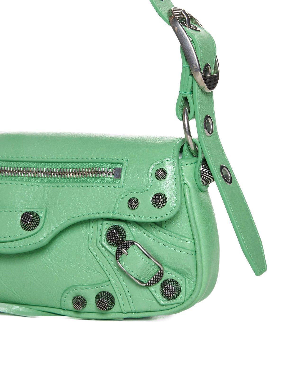 Balenciaga Women Light Green Leather Le Cagole Sling Xs Shoulder Bag In Green