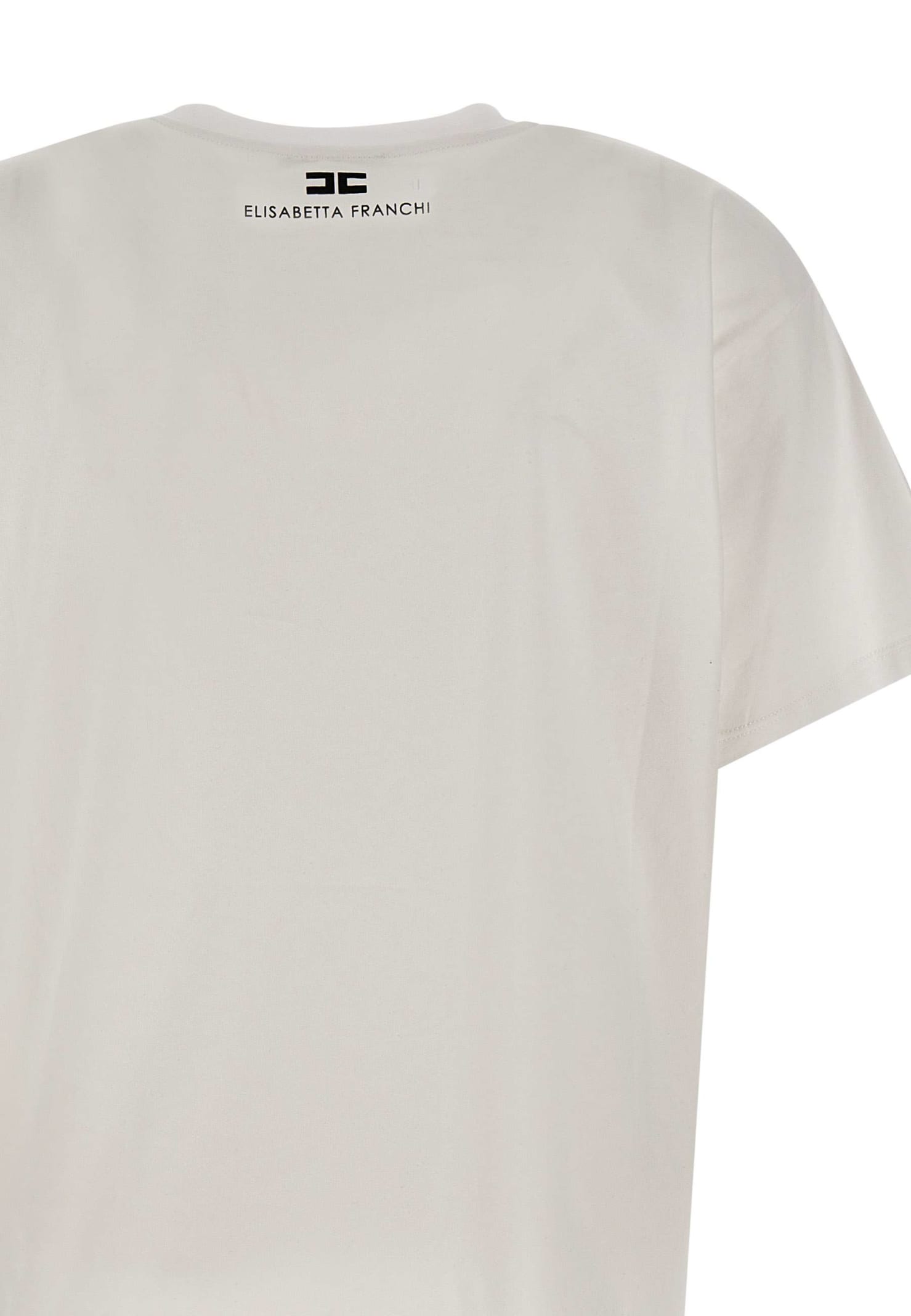 Shop Elisabetta Franchi Urban Cotton T-shirt In White