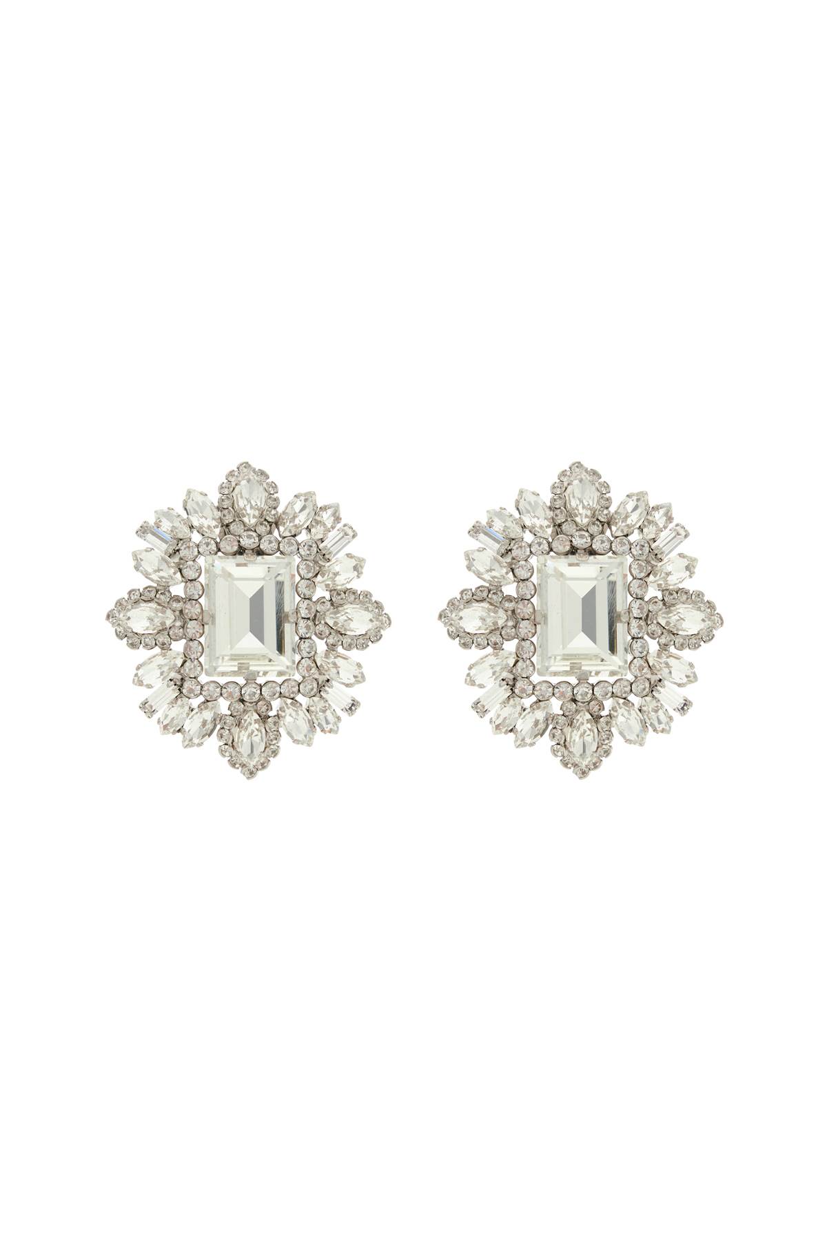 Shop Alessandra Rich Crystal Earrings In Cry-silver (silver)