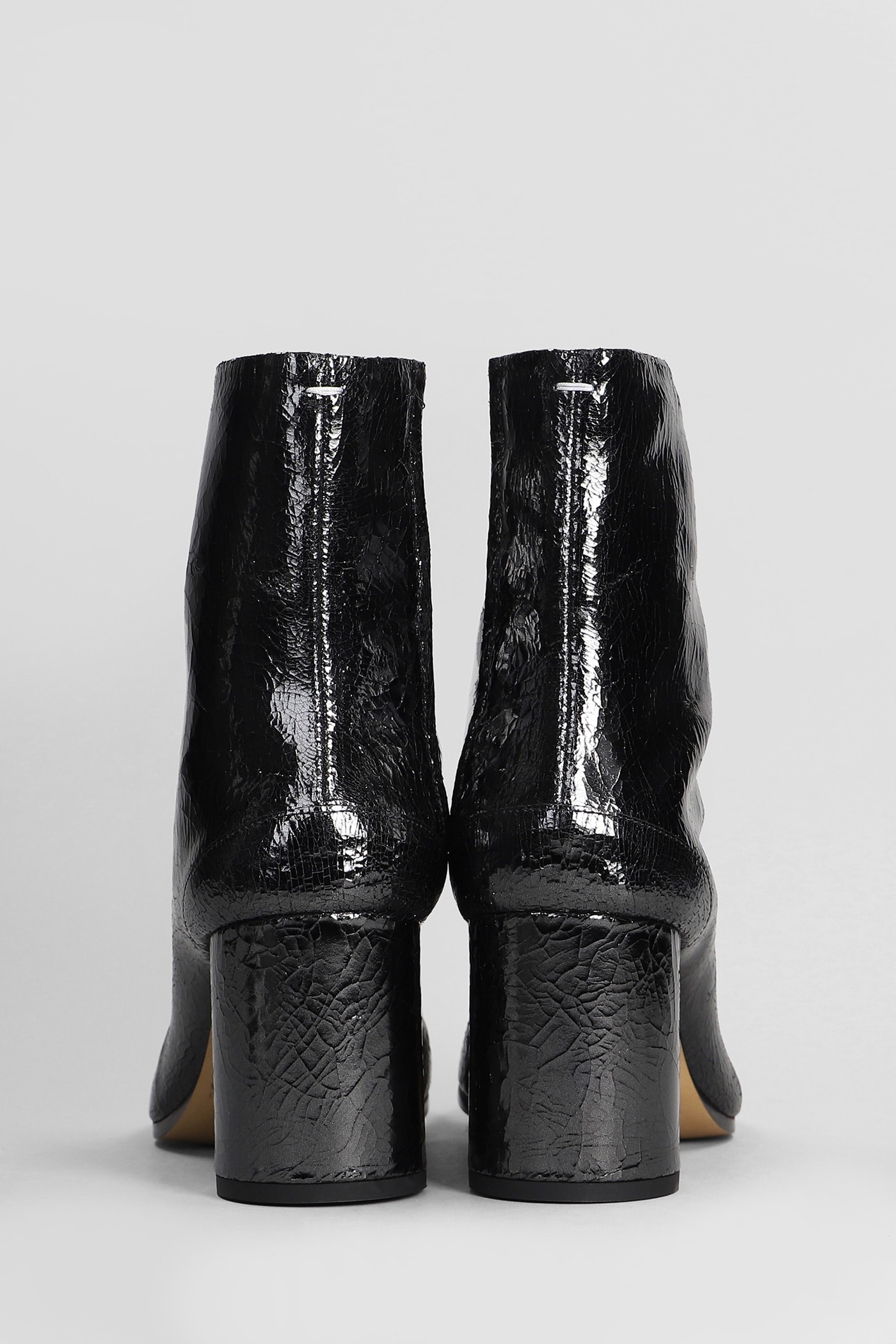 Shop Maison Margiela Tabi High Heels Ankle Boots In Black Leather