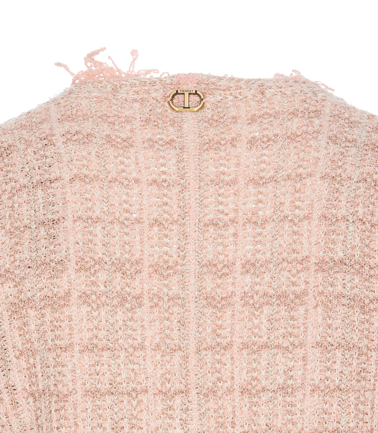Twinset Jacquard Lurex Knit Jacket In Pink