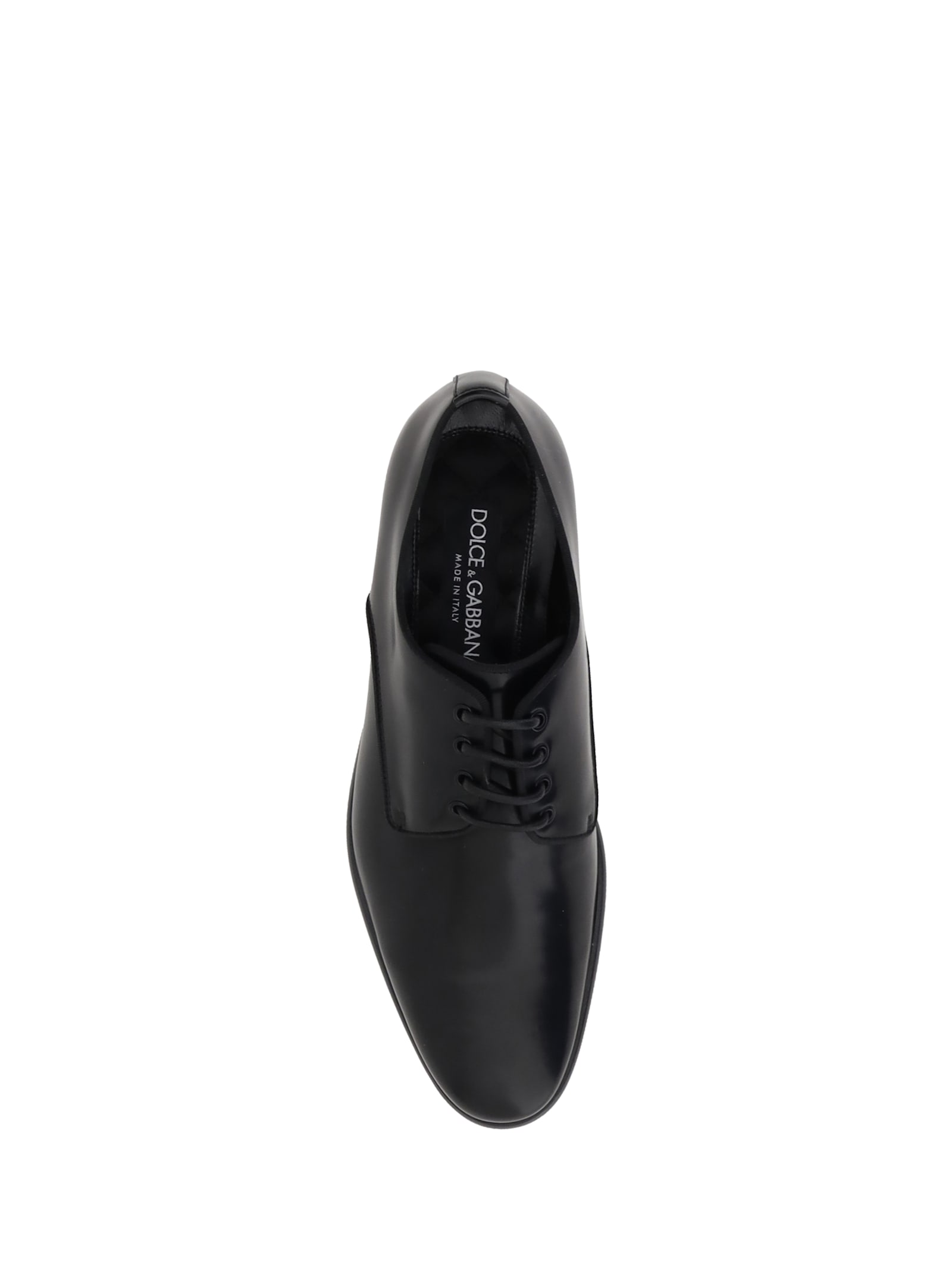 Dolce & Gabbana Black Leather Raffaello Lace-up Shoes In Black