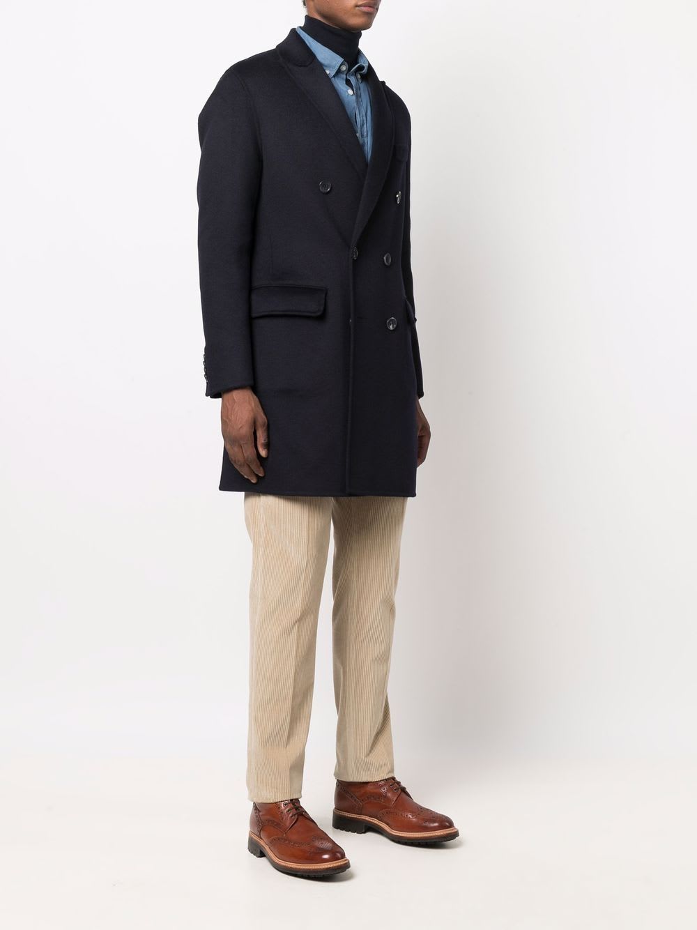 Paltò Wool Blend Double Breasted Coat In Blue