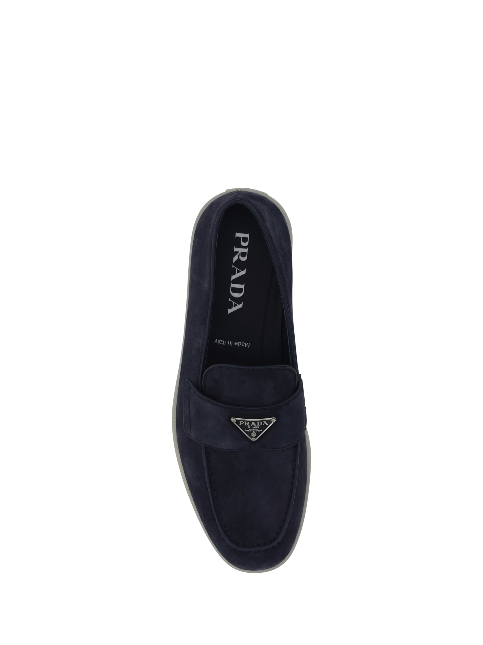 Shop Prada Saint Tropez Loafers In Bleu