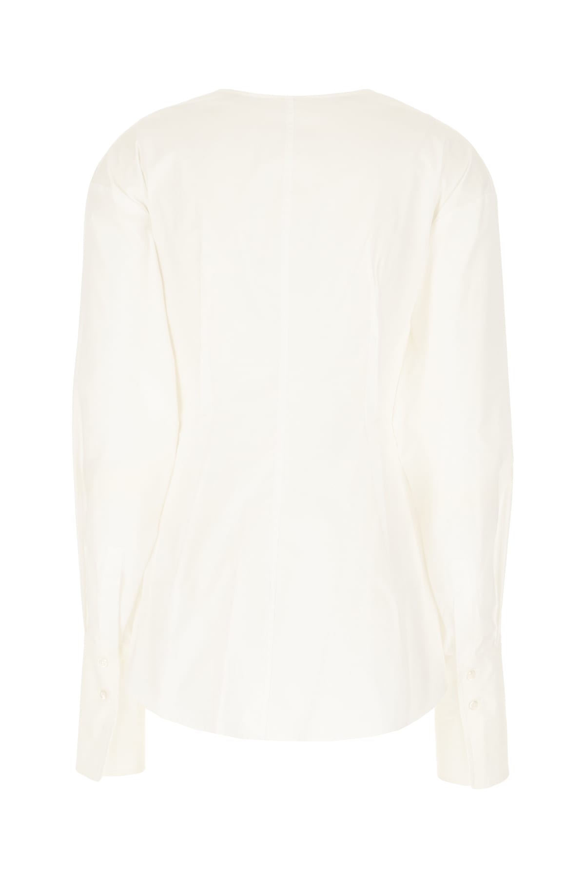 Shop Sportmax White Stretch Cotton Blouse In 001