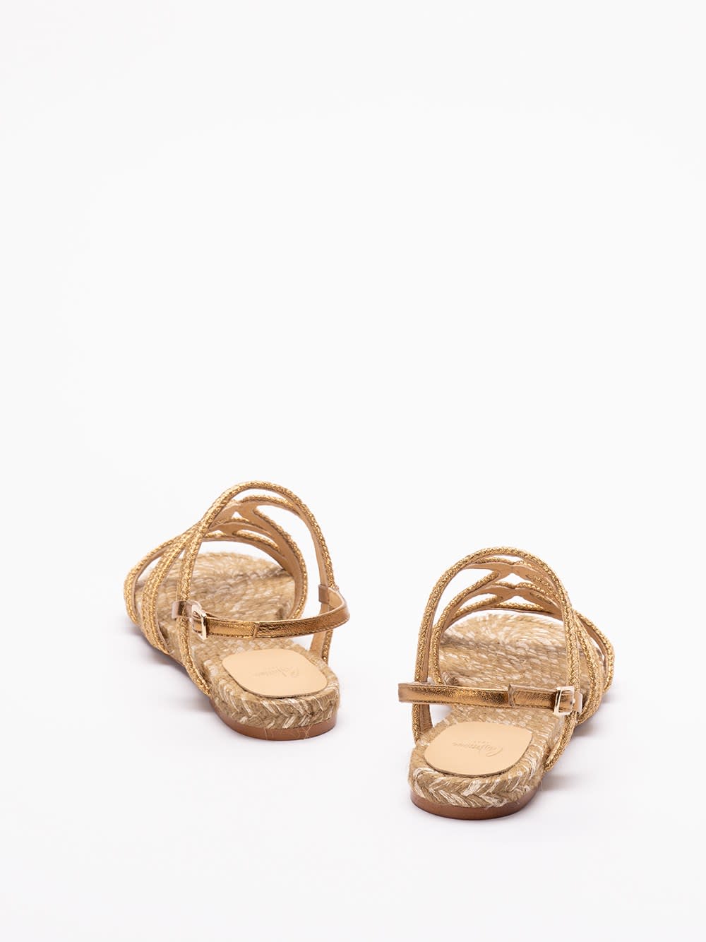 Castaã±er Castaner Pitra 266 Flat Sandals With Handcrafted Weaving In Old Gold