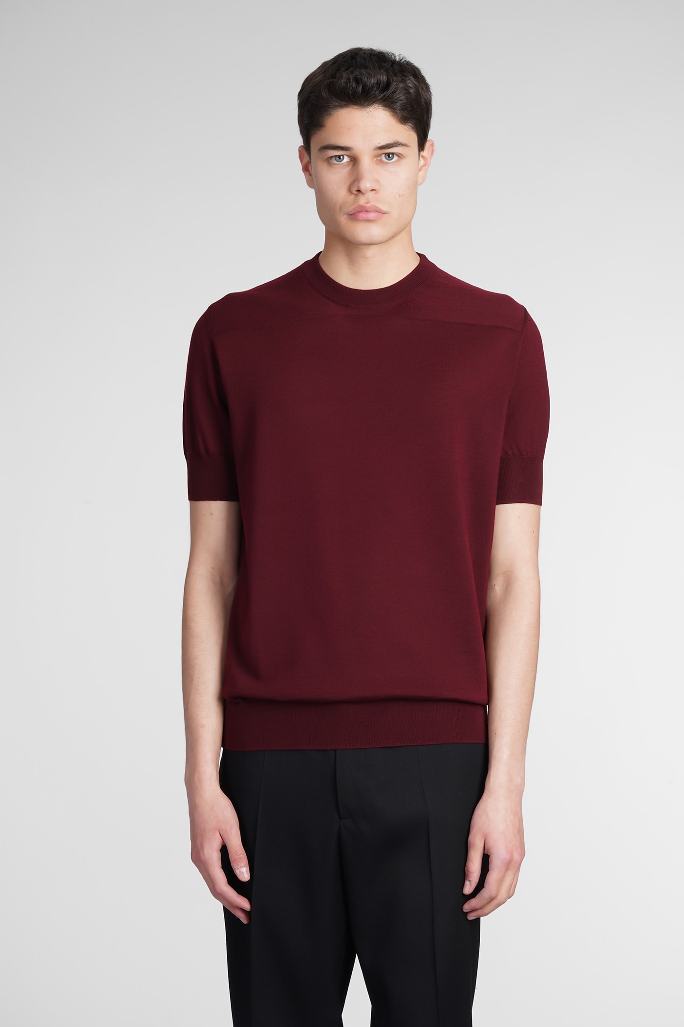 JIL SANDER KNITWEAR IN BORDEAUX WOOL