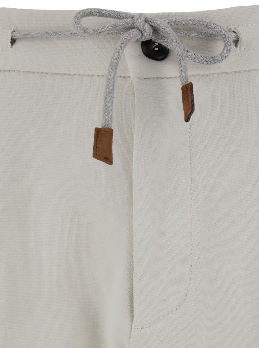 Shop Eleventy White Jogger Pants With Drawstring In Stretch Cotton Man