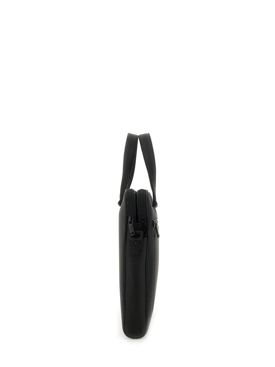Ferragamo Structured Leather Business Bag In Black