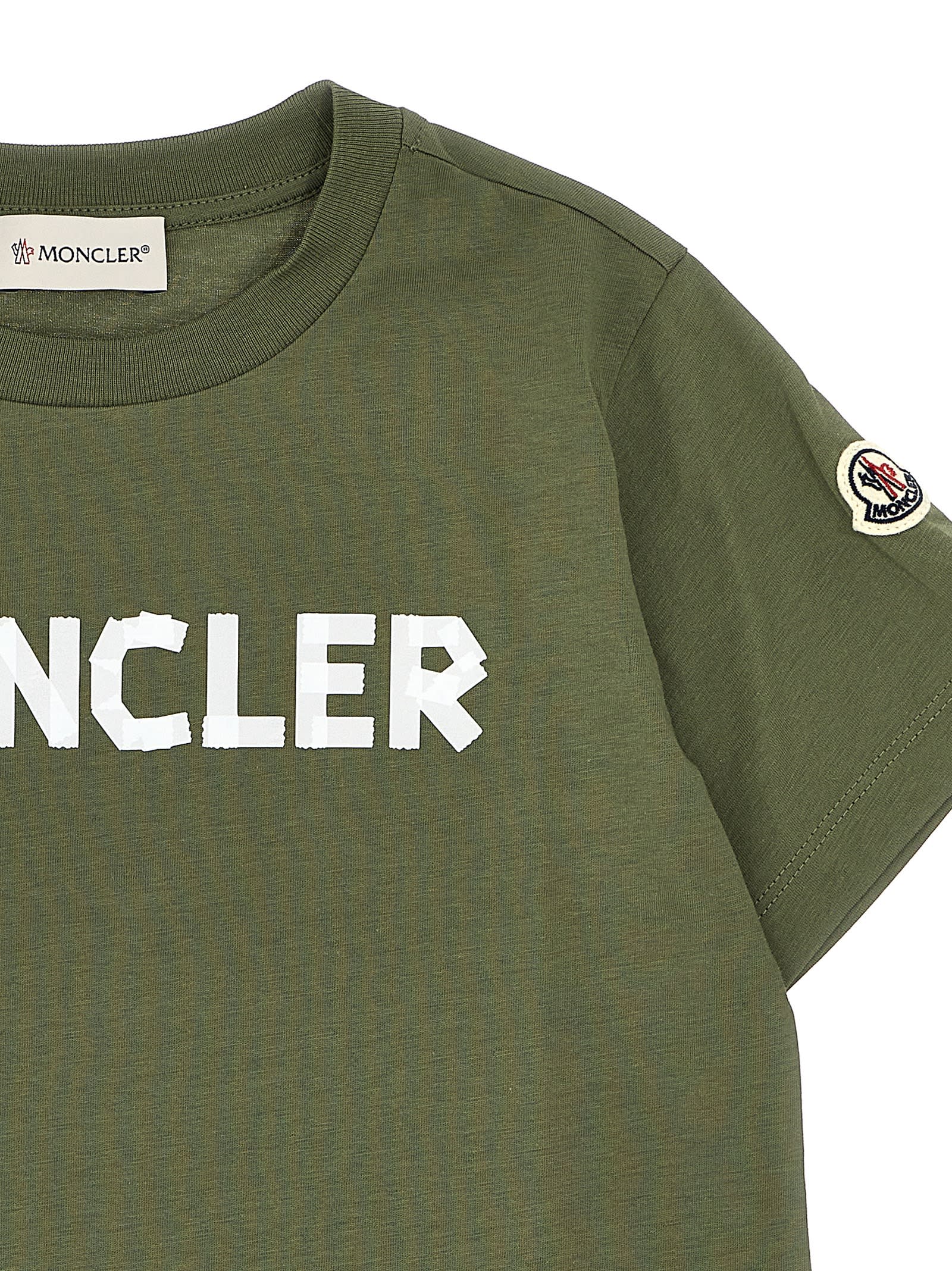 Shop Moncler Logo Print T-shirt In Green