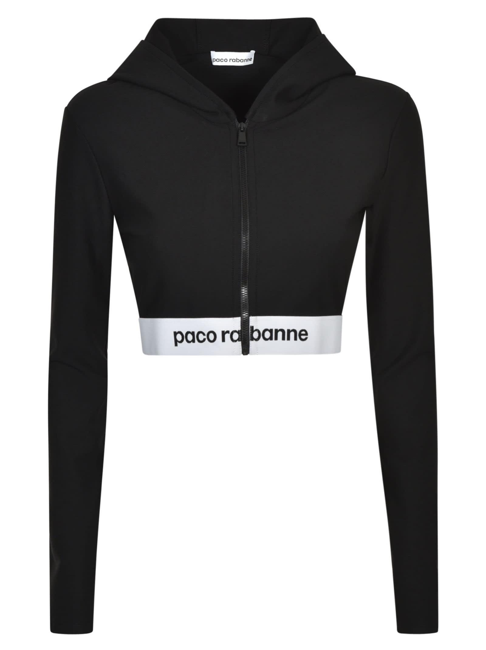Paco Rabanne Logo Hem Cropped Hooded Jacket