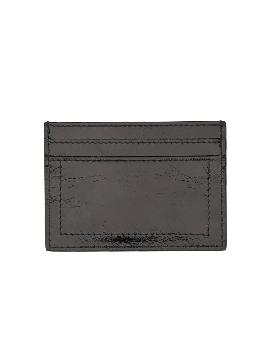 Shop Moschino Card Holder With Gold Plaque In Black